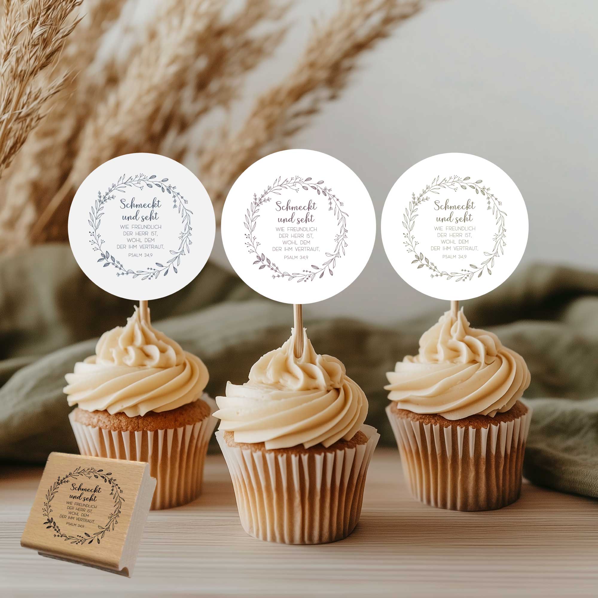 Bibelvers Stempel „Schmeckt und seht wie freundlich der Herr ist“ – Psalm 34,9