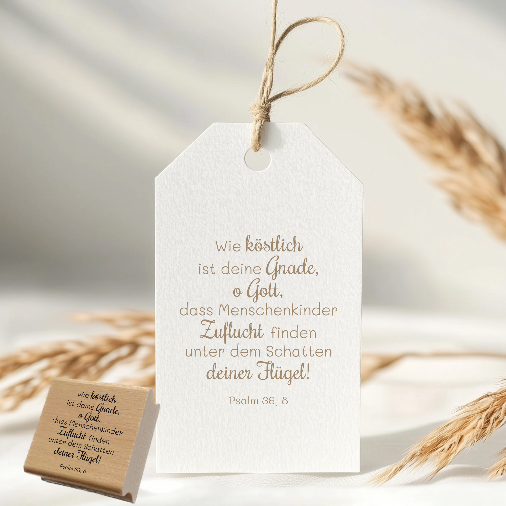 Bibelvers-Stempel Psalm 36,8 „Unter dem Schatten deiner Flügel“ Schutz & Geborgenheit