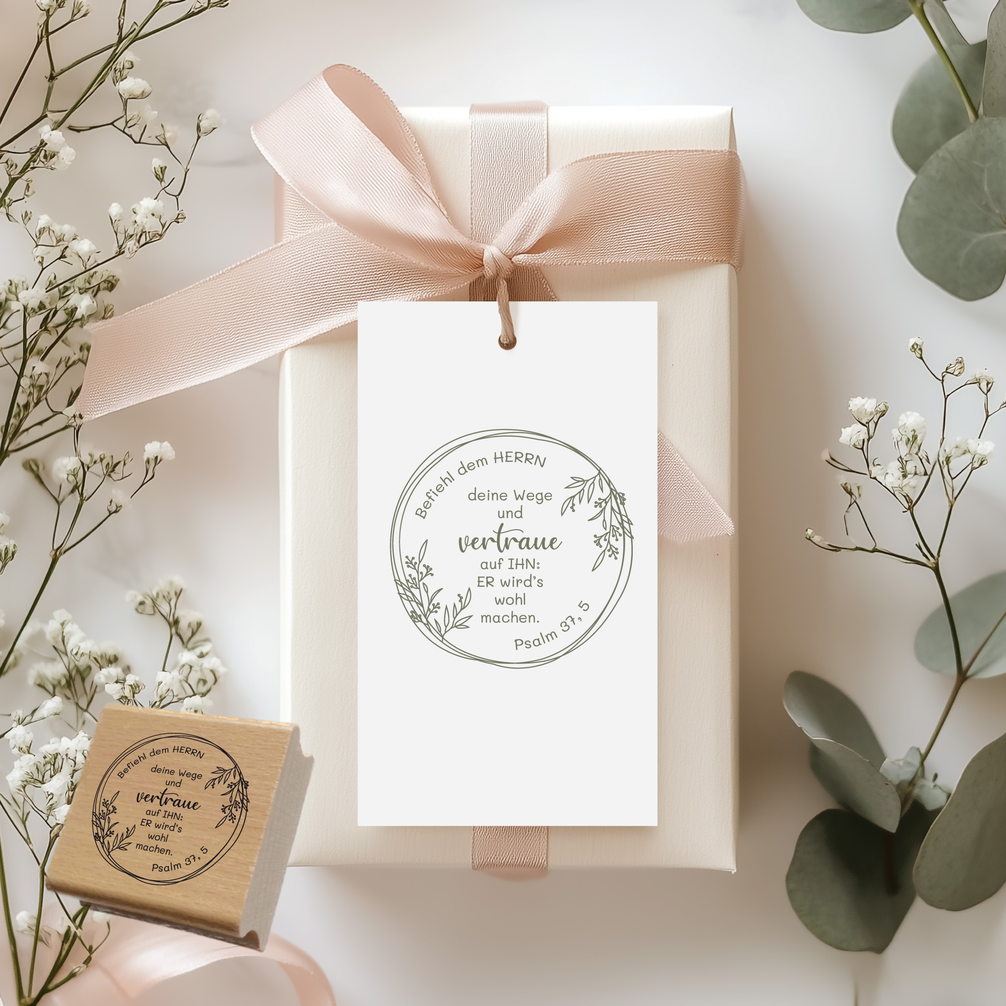 Bibelvers Stempel „Befiehl dem Herrn deine Wege“ – Psalm 37,5