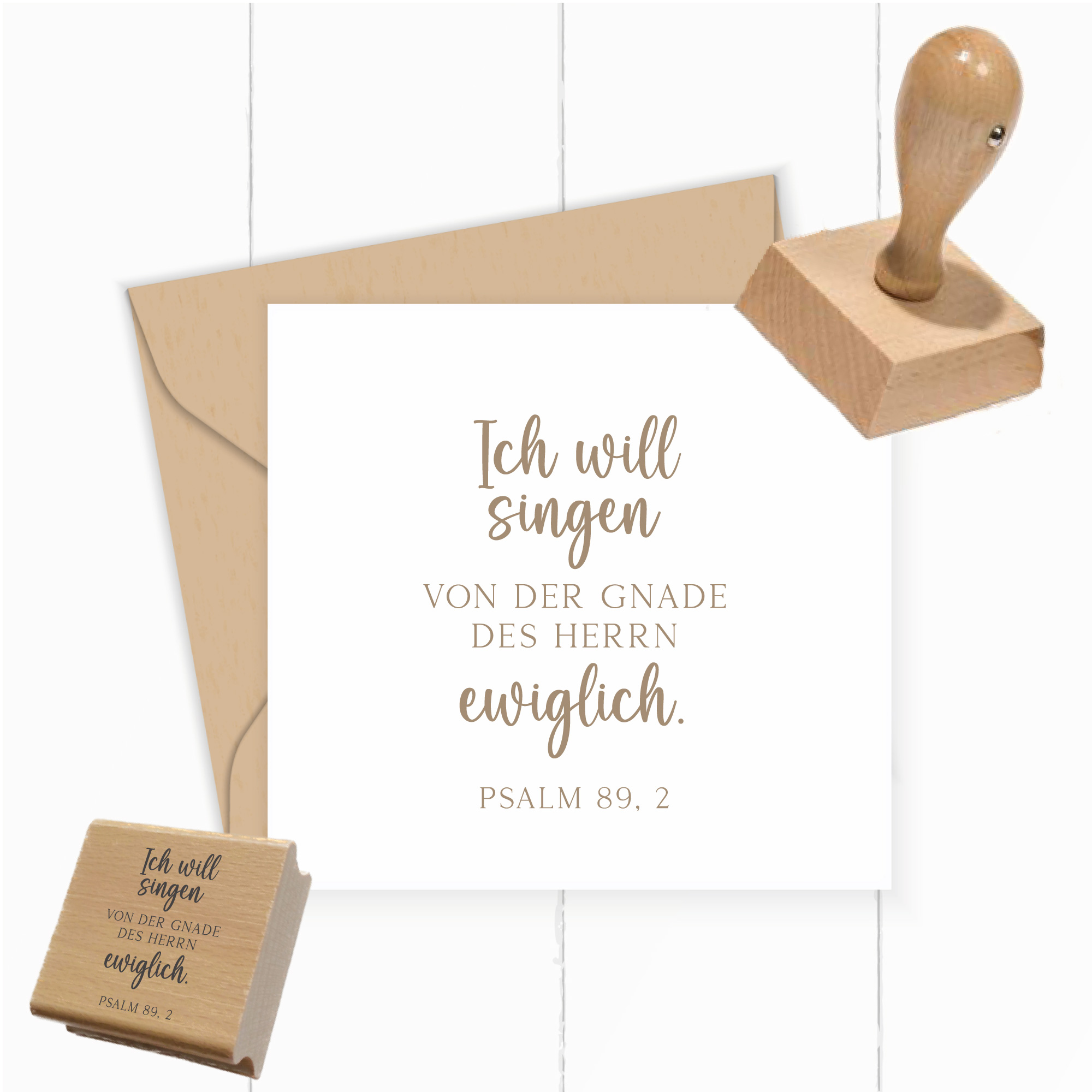 Bibelvers-Stempel Psalm 89,2 „Ich will singen von der Gnade des Herrn“ Christlicher Stempel | Lob & Dank