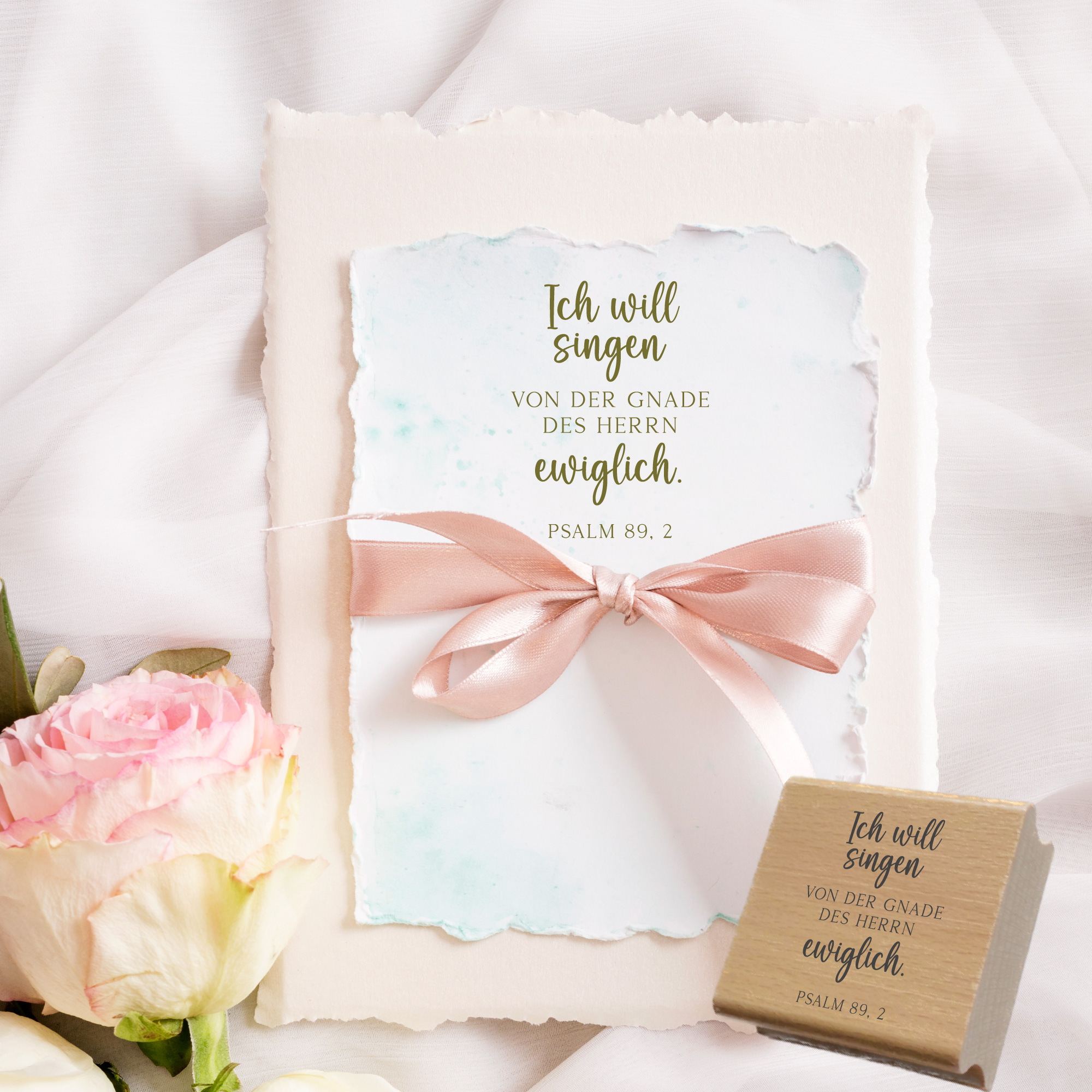 Bibelvers-Stempel Psalm 89,2 „Ich will singen von der Gnade des Herrn“ Christlicher Stempel | Lob & Dank