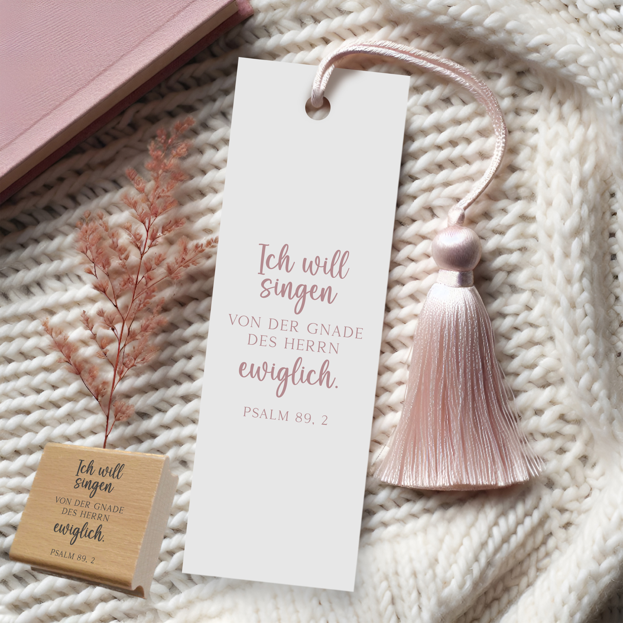 Bibelvers-Stempel Psalm 89,2 „Ich will singen von der Gnade des Herrn“ Christlicher Stempel | Lob & Dank