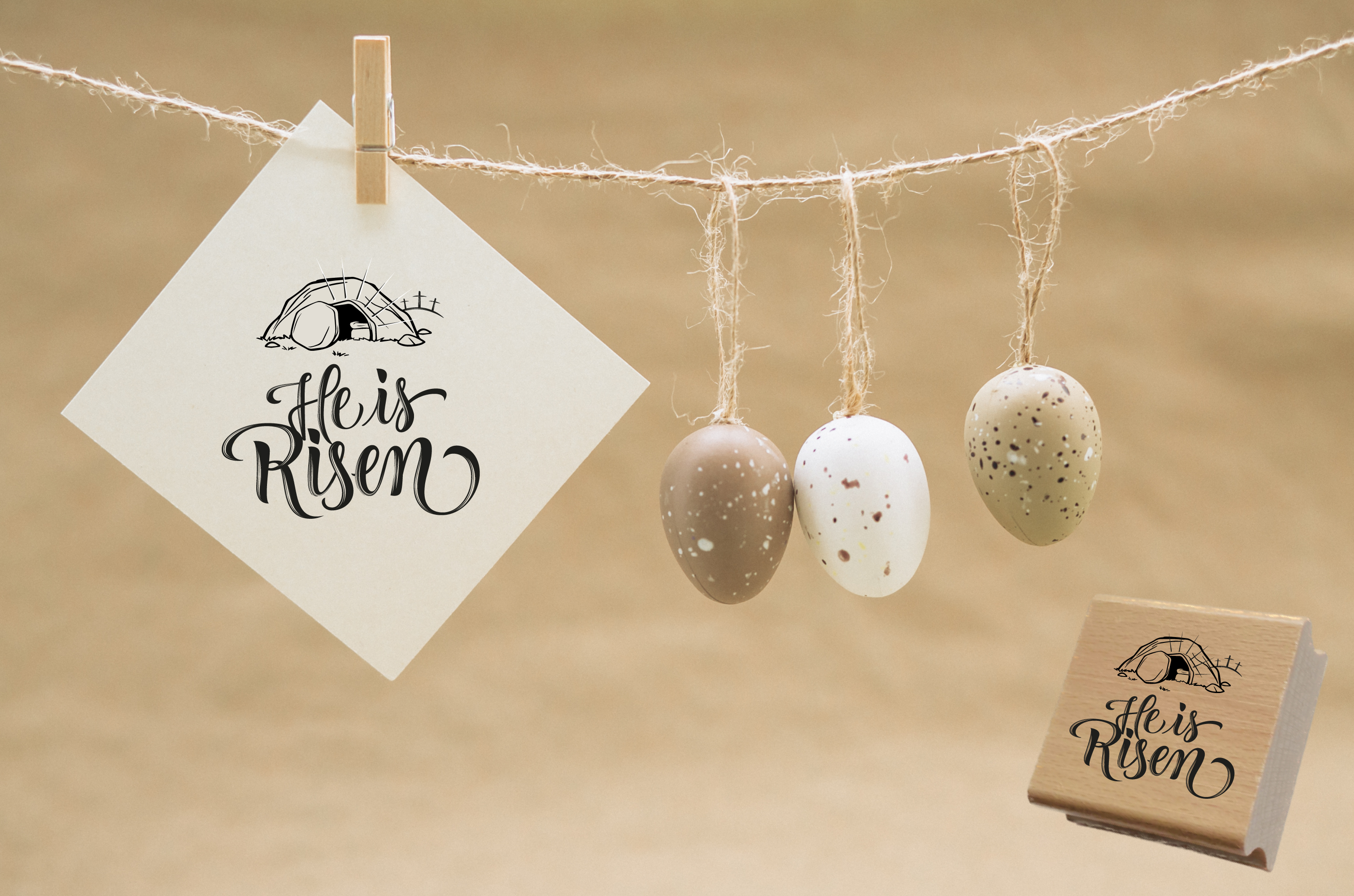 Oster-STEMPEL englisch "He is risen"