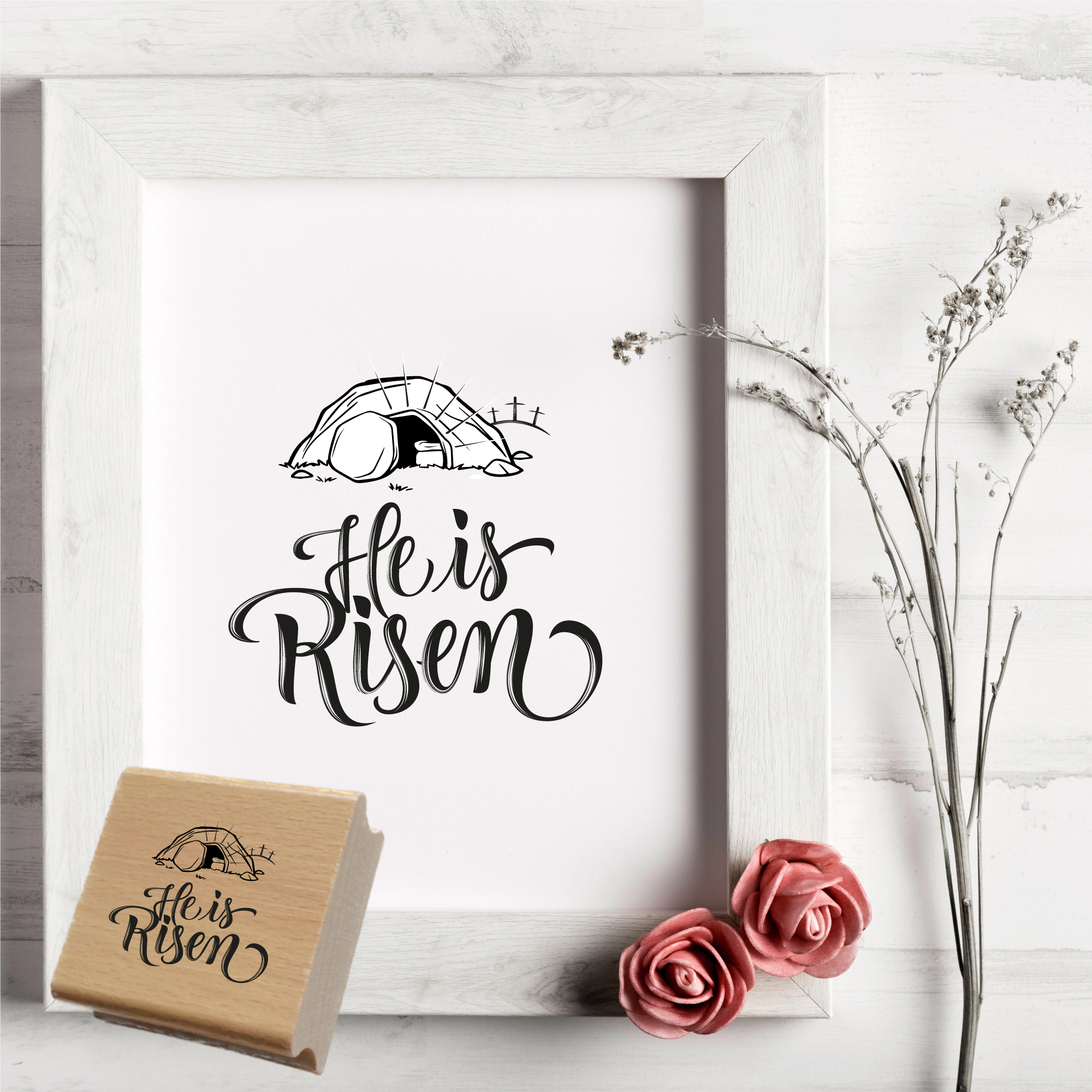 Oster-STEMPEL englisch "He is risen"