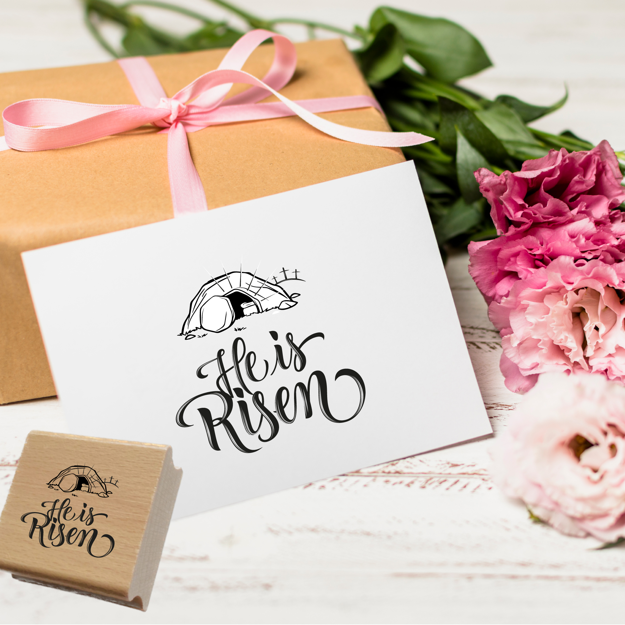 Oster-STEMPEL englisch "He is risen"