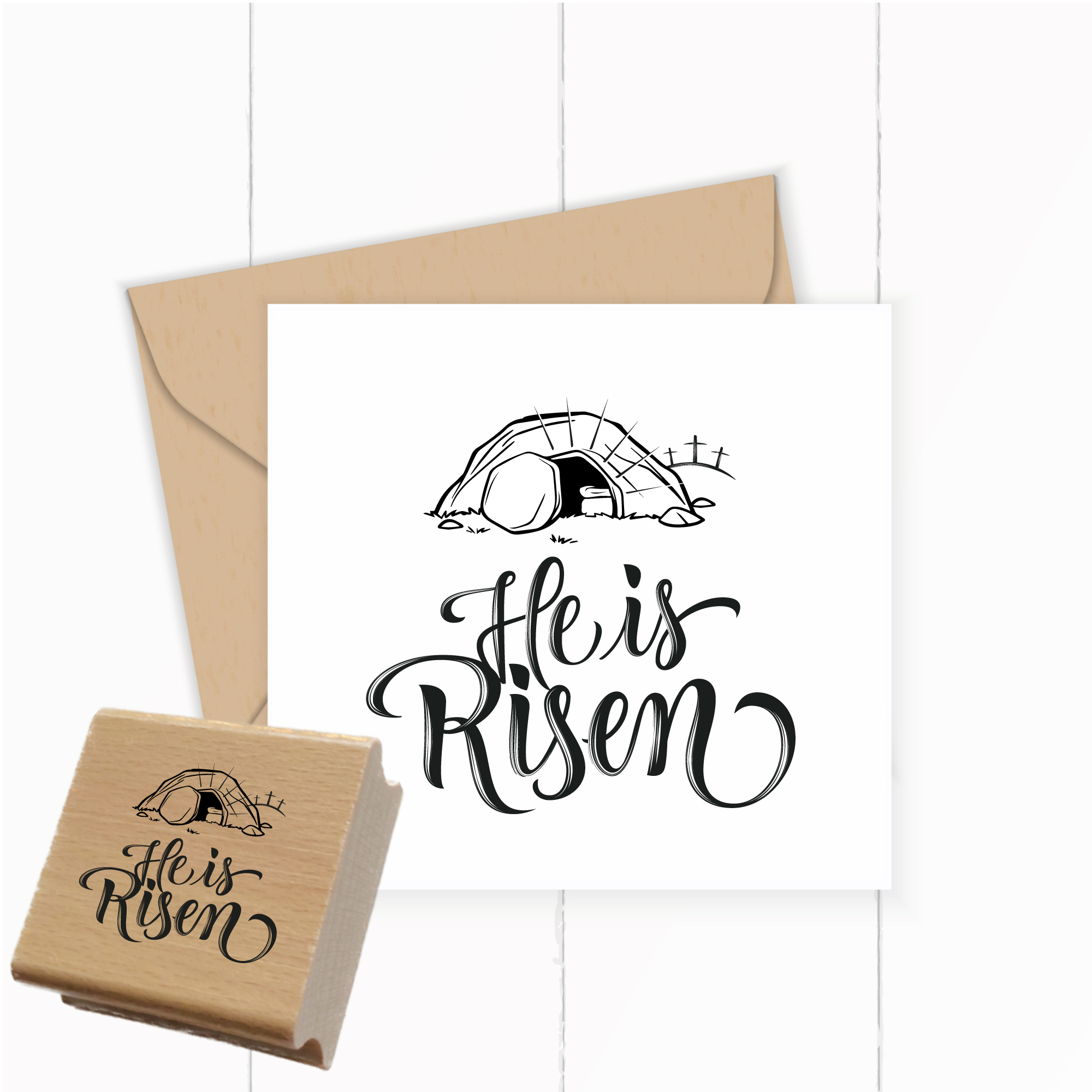Oster-STEMPEL englisch "He is risen"