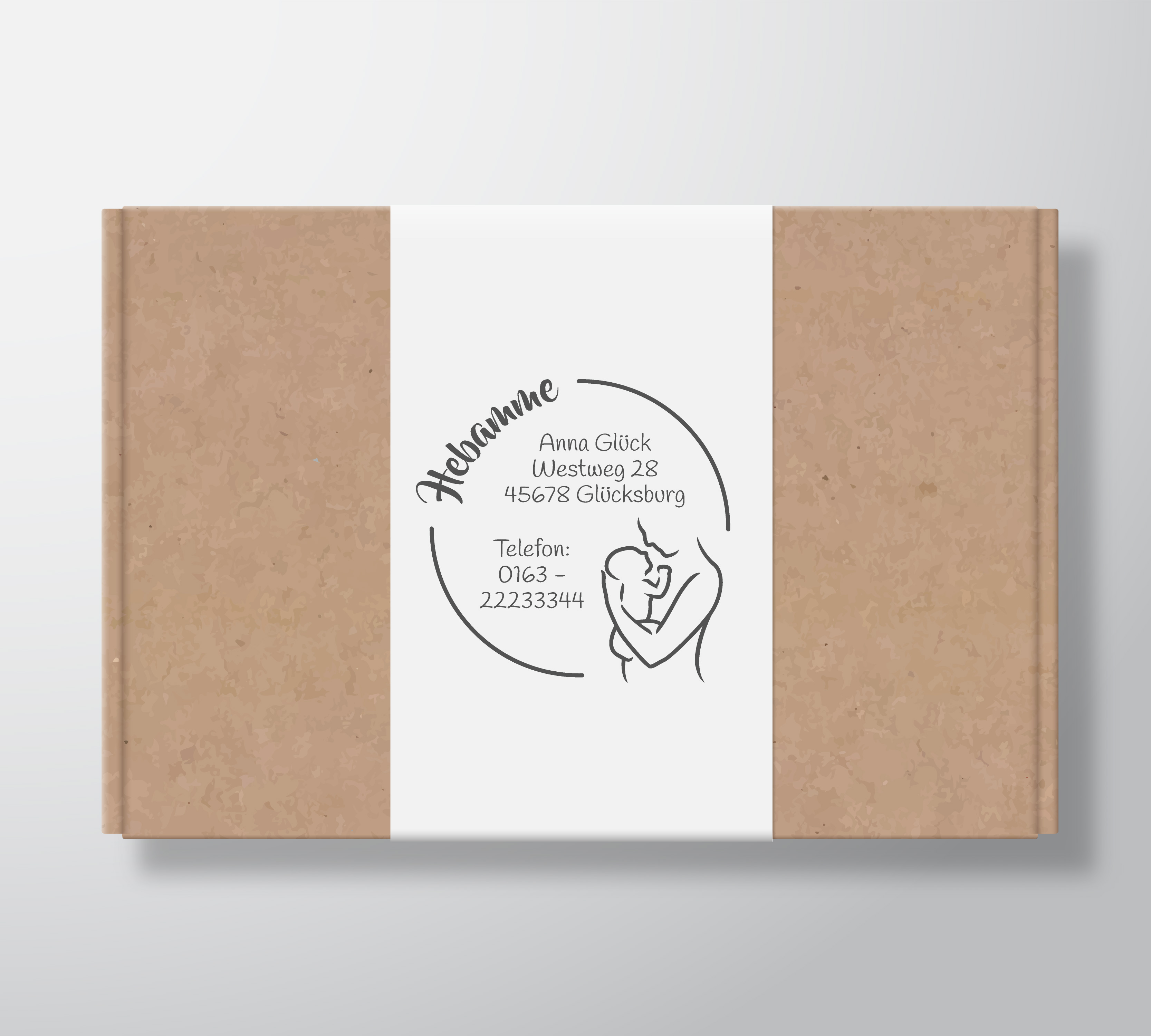 großer AdressSTEMPEL für Hebammen und Geburtshelfer "Babyglück"