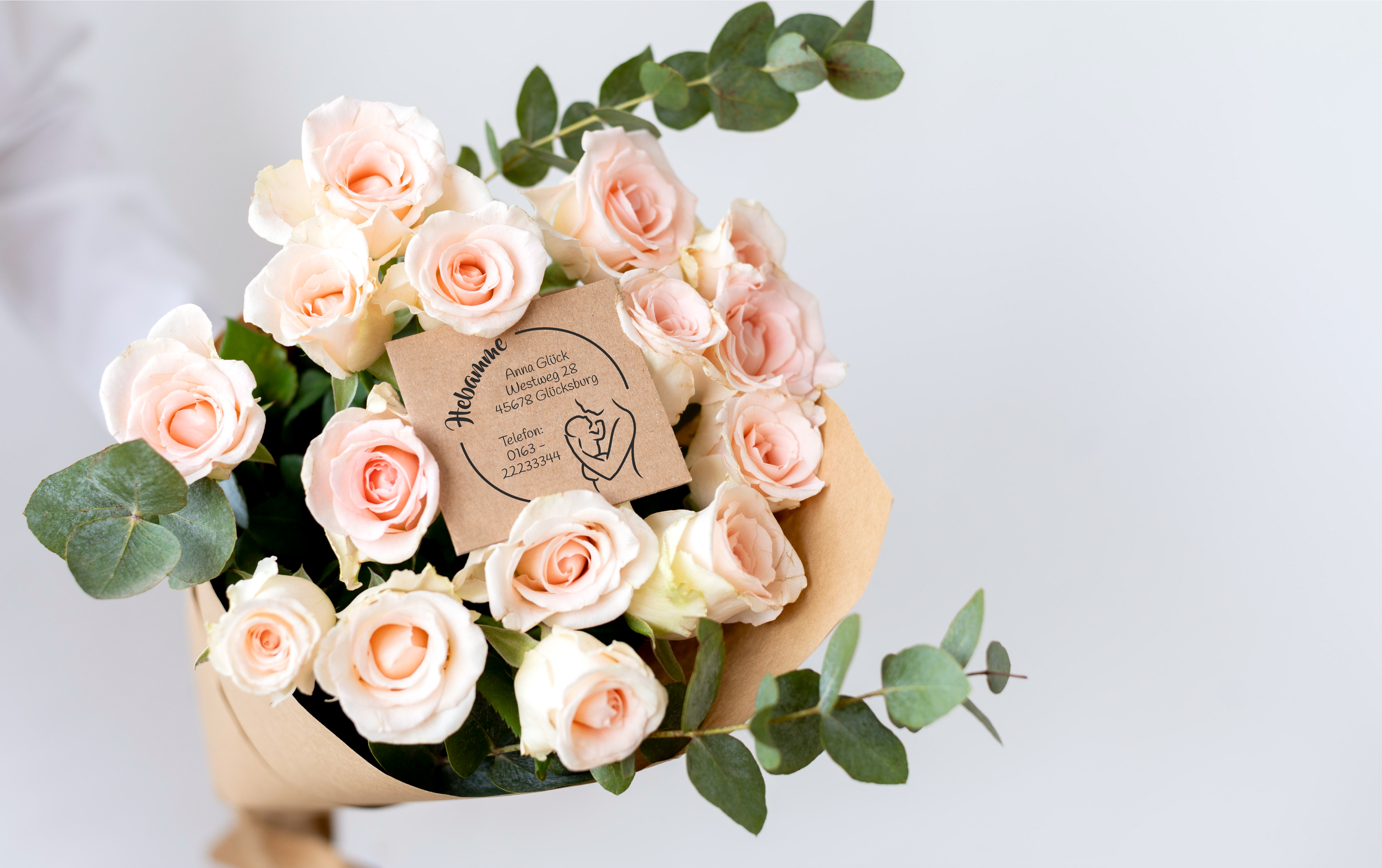 großer AdressSTEMPEL für Hebammen und Geburtshelfer "Babyglück"