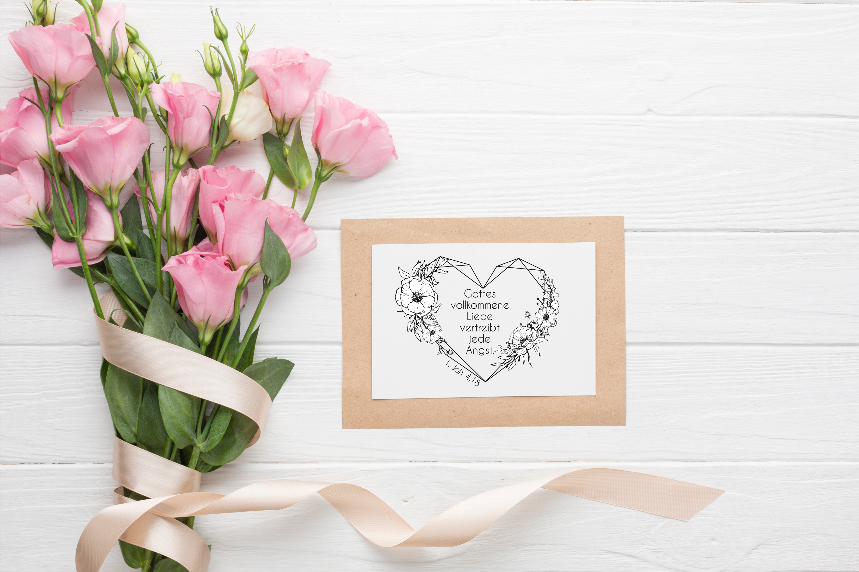 Bibelvers STEMPEL Herz "1. Johannes 4, 18 Gottes vollkommene Liebe"