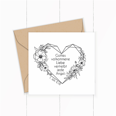 Bibelvers STEMPEL Herz "1. Johannes 4, 18 Gottes vollkommene Liebe" - ST0003
