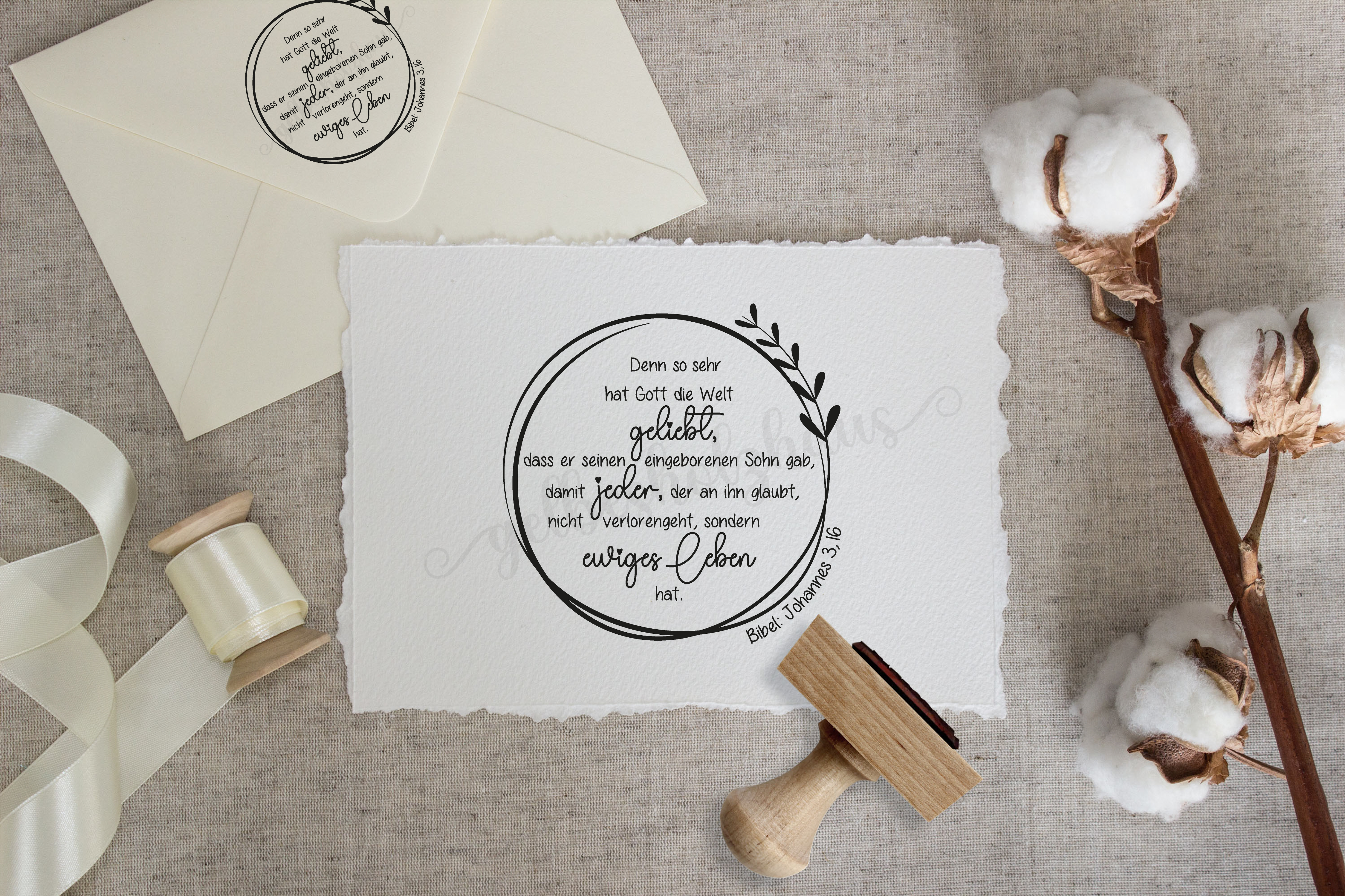 Bibelvers STEMPEL "Johannes 3, 16 - Denn so sehr hat Gott die Welt geliebt..."