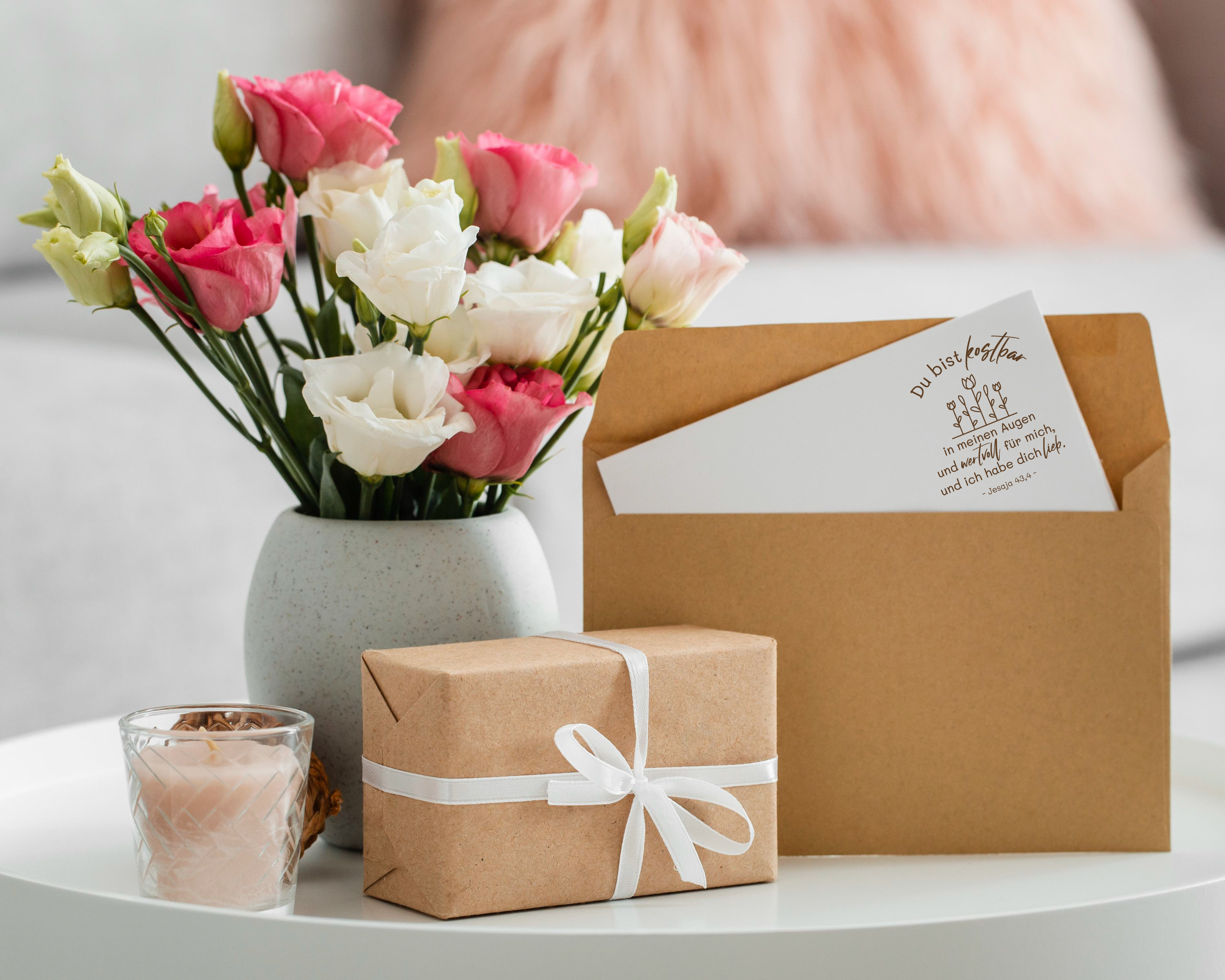 Florale Bibelvers-STEMPEL "Jesaja 43,4 - Du bist kostbar"