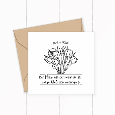 Floraler Bibelvers-STEMPEL "Psalm 145,14 - Der Herr hält dich" - ST0008