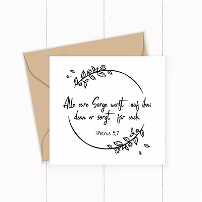 Bibelvers STEMPEL Blumenkranz "1. Petrus 5.7 - Er sorgt" - ST0025