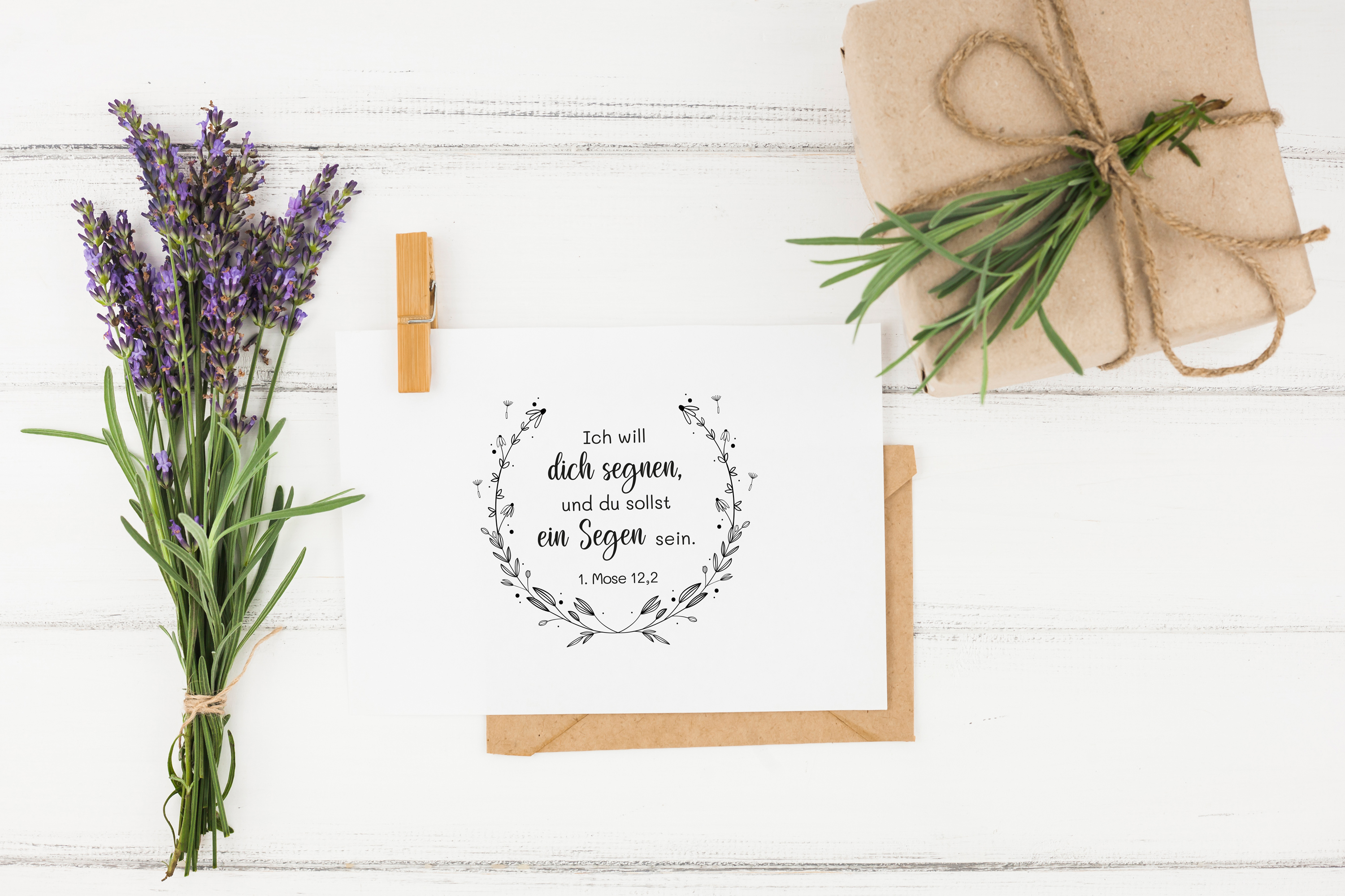 Bibelvers STEMPEL Pusteblume "1.Mose 12, 2 - Ich will dich segnen"