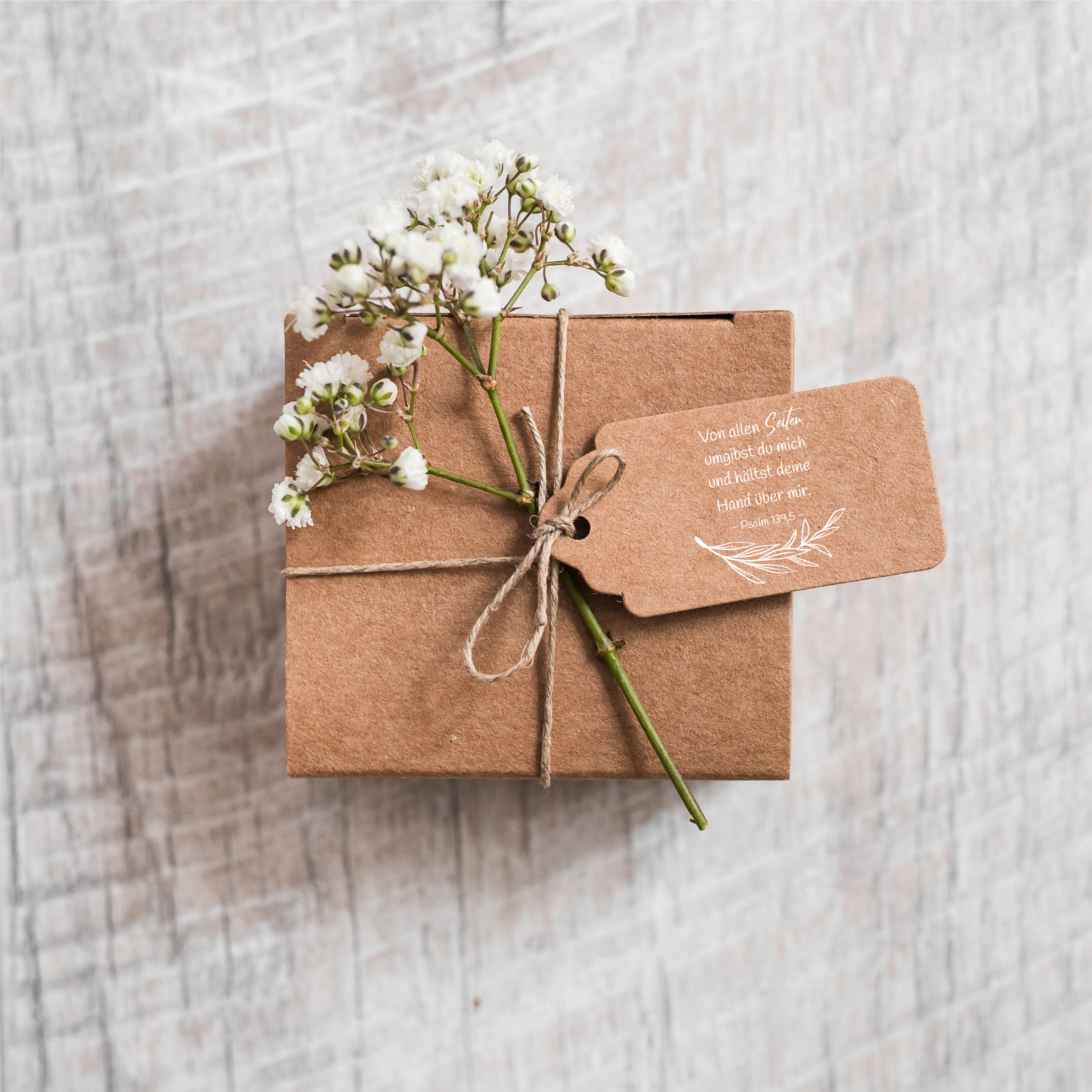 Florale Bibelvers-STEMPEL "Psalm 139,5 - Von allen Seiten umgibst du mich"