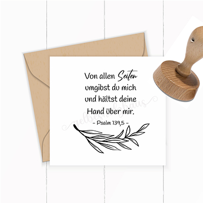Florale Bibelvers-STEMPEL "Psalm 139,5 - Von allen Seiten umgibst du mich" - ST0028