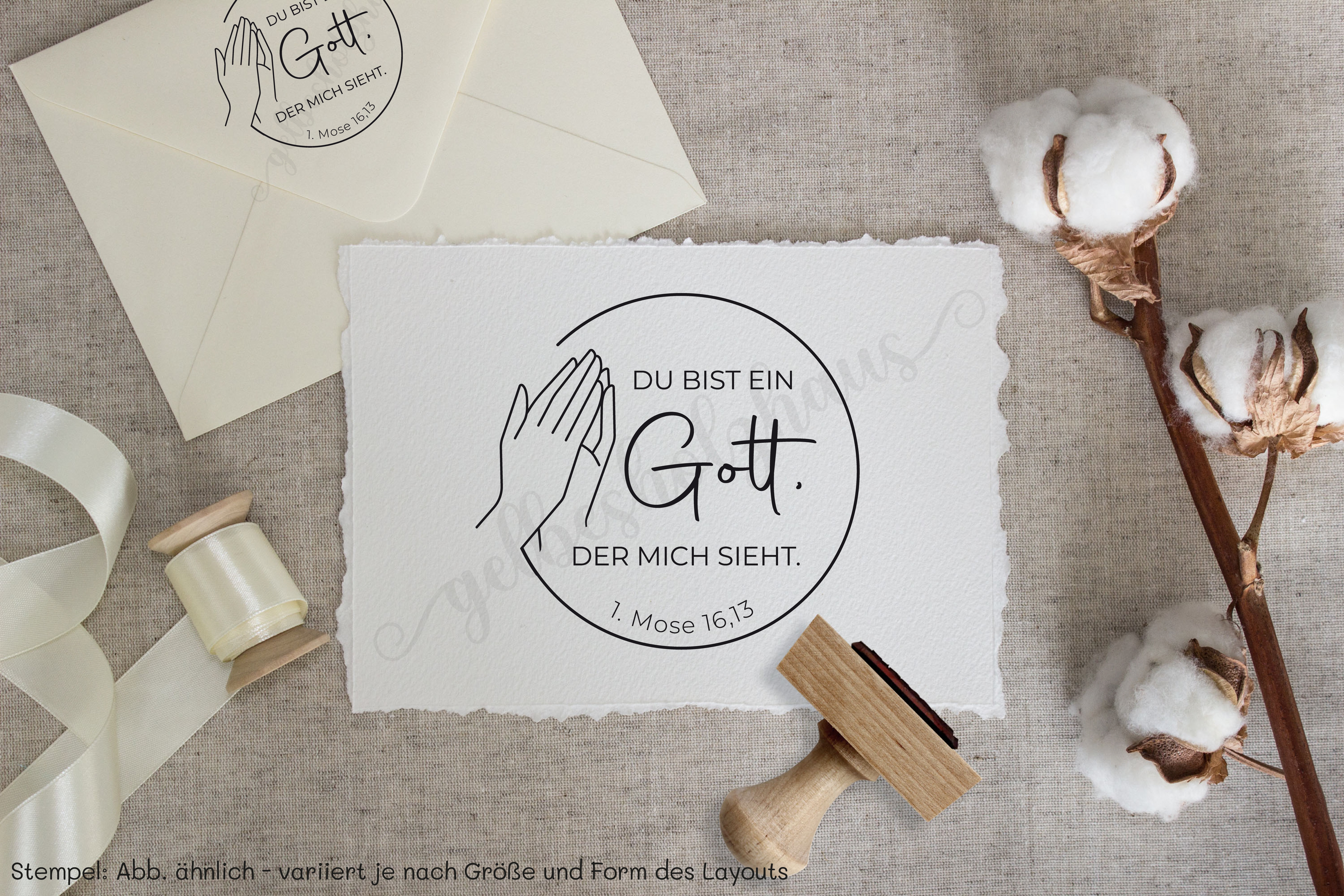 Jahreslosung 2023 STEMPEL - betende Hände "1.Mose16,13 - Du bist ein Gott, der mich sieht"