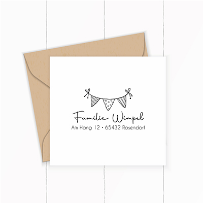 Personalisierter Adresstempel "Wimpel" | 58 x 22 mm - ST0031