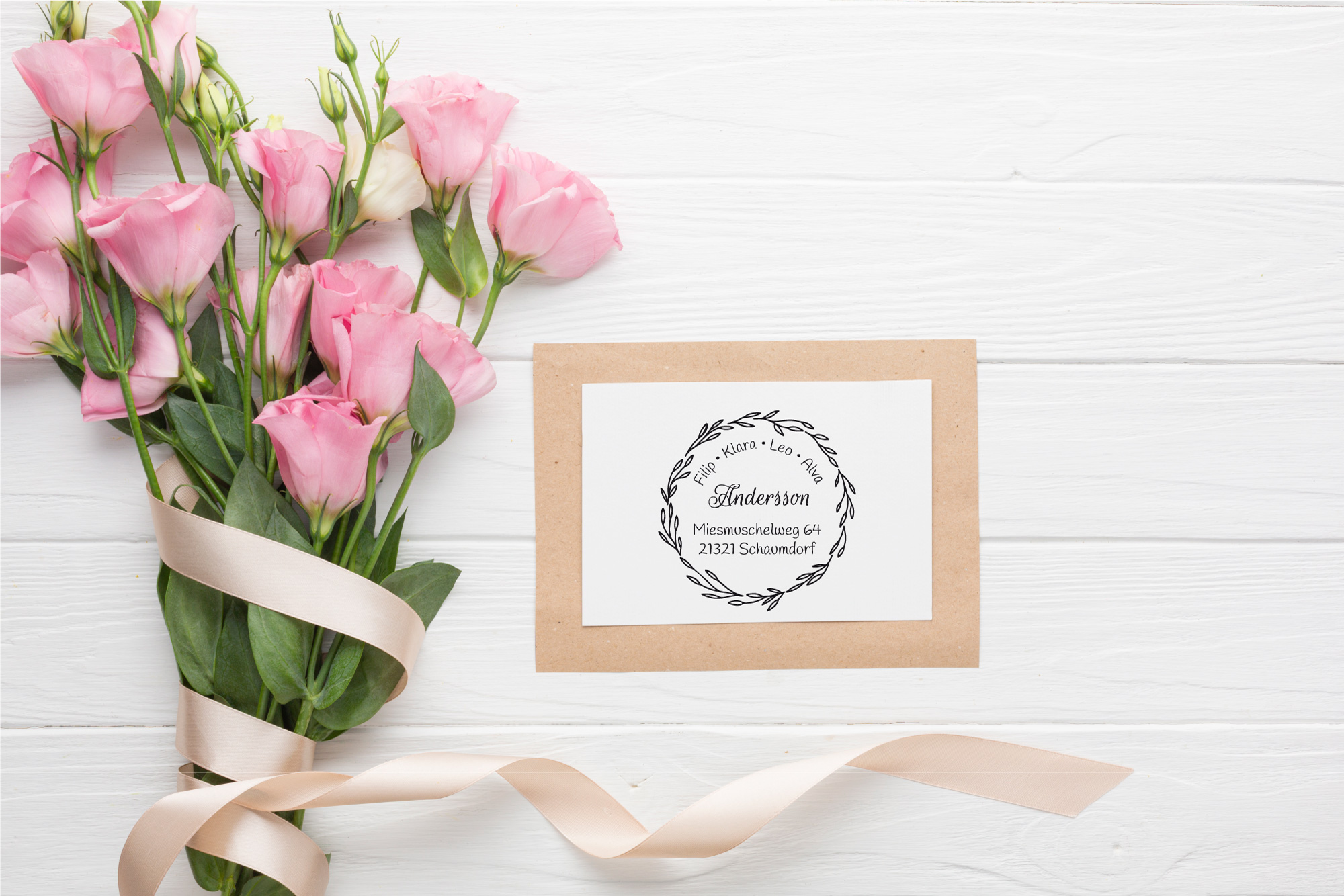 Personalisierter Adresstempel "Eukalyptus" | 4–10 cm 