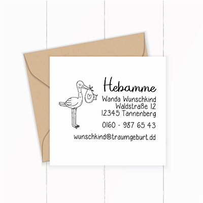STEMPEL für Hebammen und Geburtshelfer "Storch" paßt perfekt ins Mutterpass-Feld