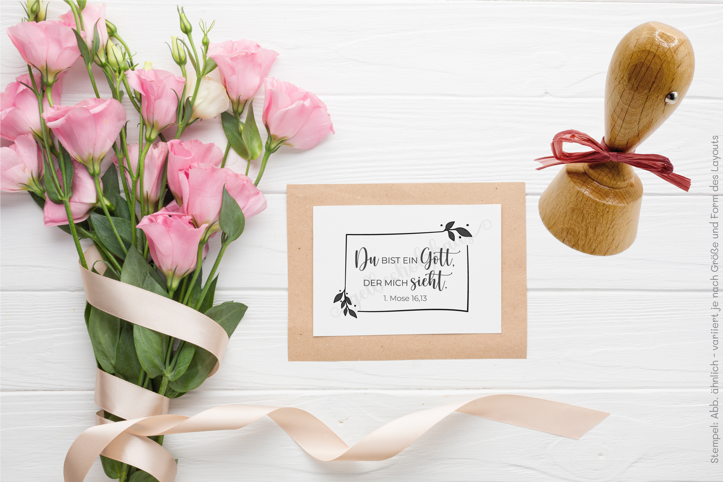 Floraler Bibelvers STEMPEL Jahreslosung 2023 "1. Mose 16,13 Du bist ein Gott, der mich sieht"