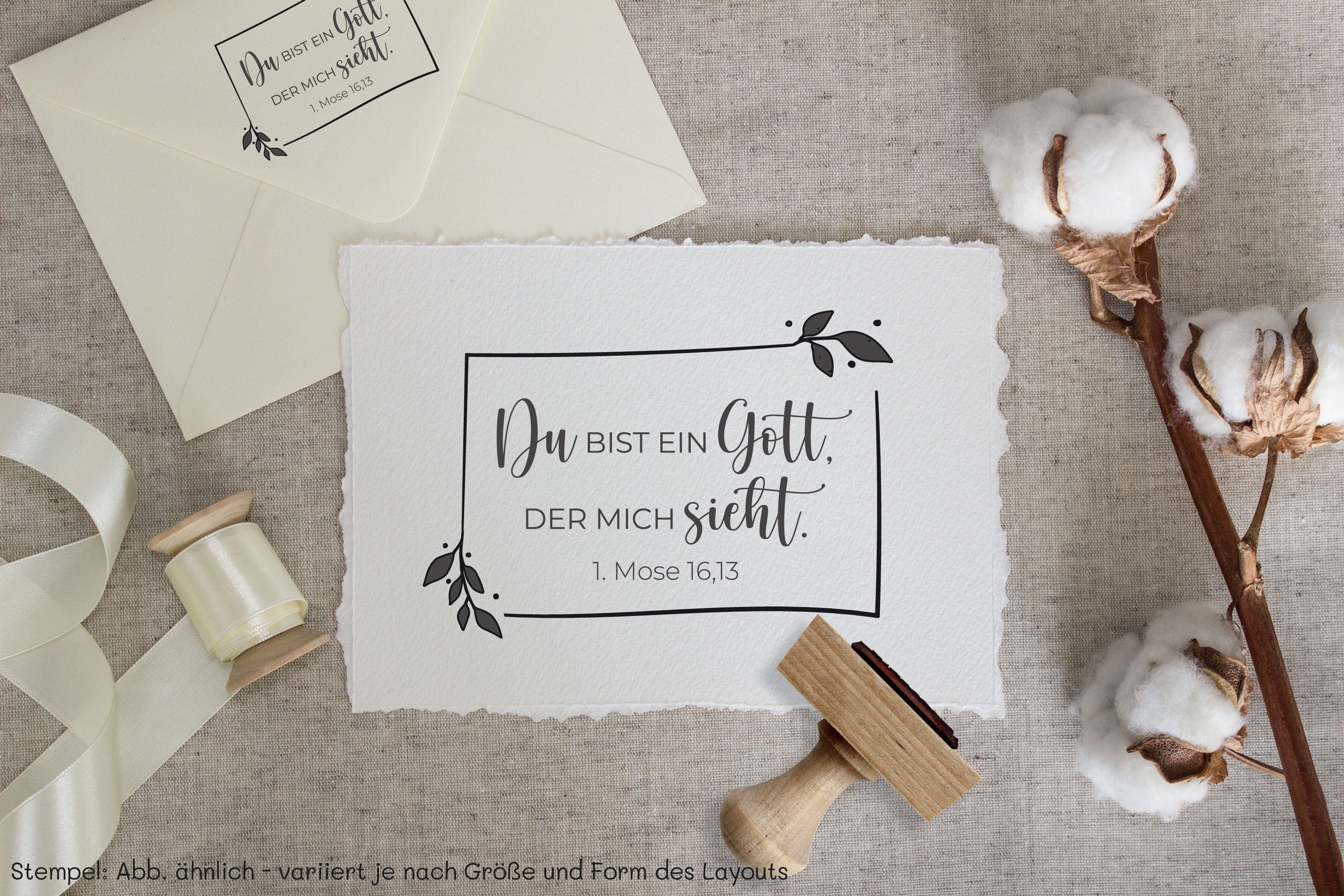 Floraler Bibelvers STEMPEL Jahreslosung 2023 "1. Mose 16,13 Du bist ein Gott, der mich sieht"