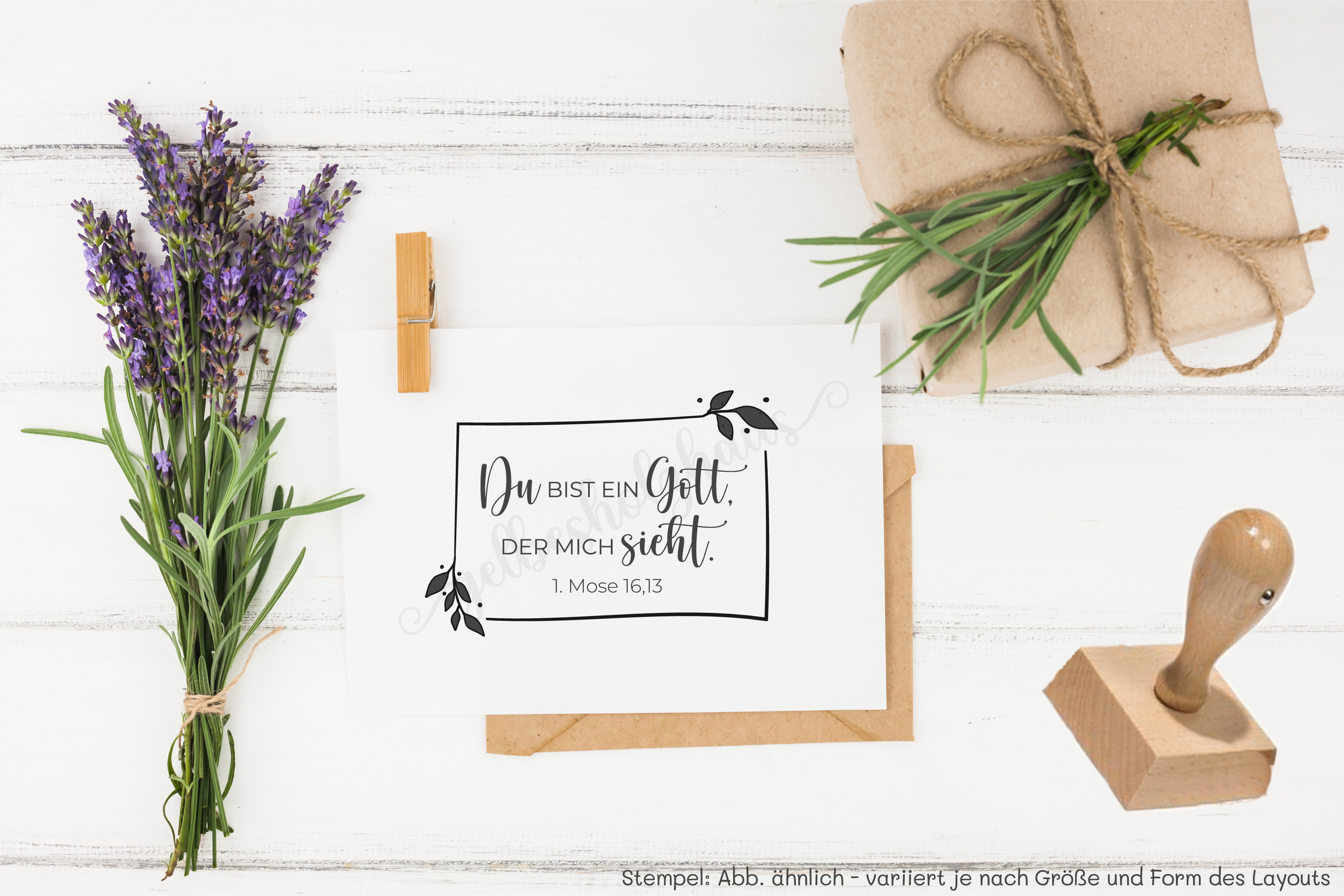 Floraler Bibelvers STEMPEL Jahreslosung 2023 "1. Mose 16,13 Du bist ein Gott, der mich sieht"