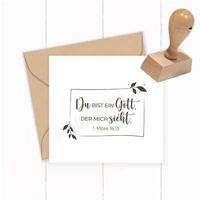 Floraler Bibelvers STEMPEL Jahreslosung 2023 "1. Mose 16,13 Du bist ein Gott, der mich sieht" - ST0049