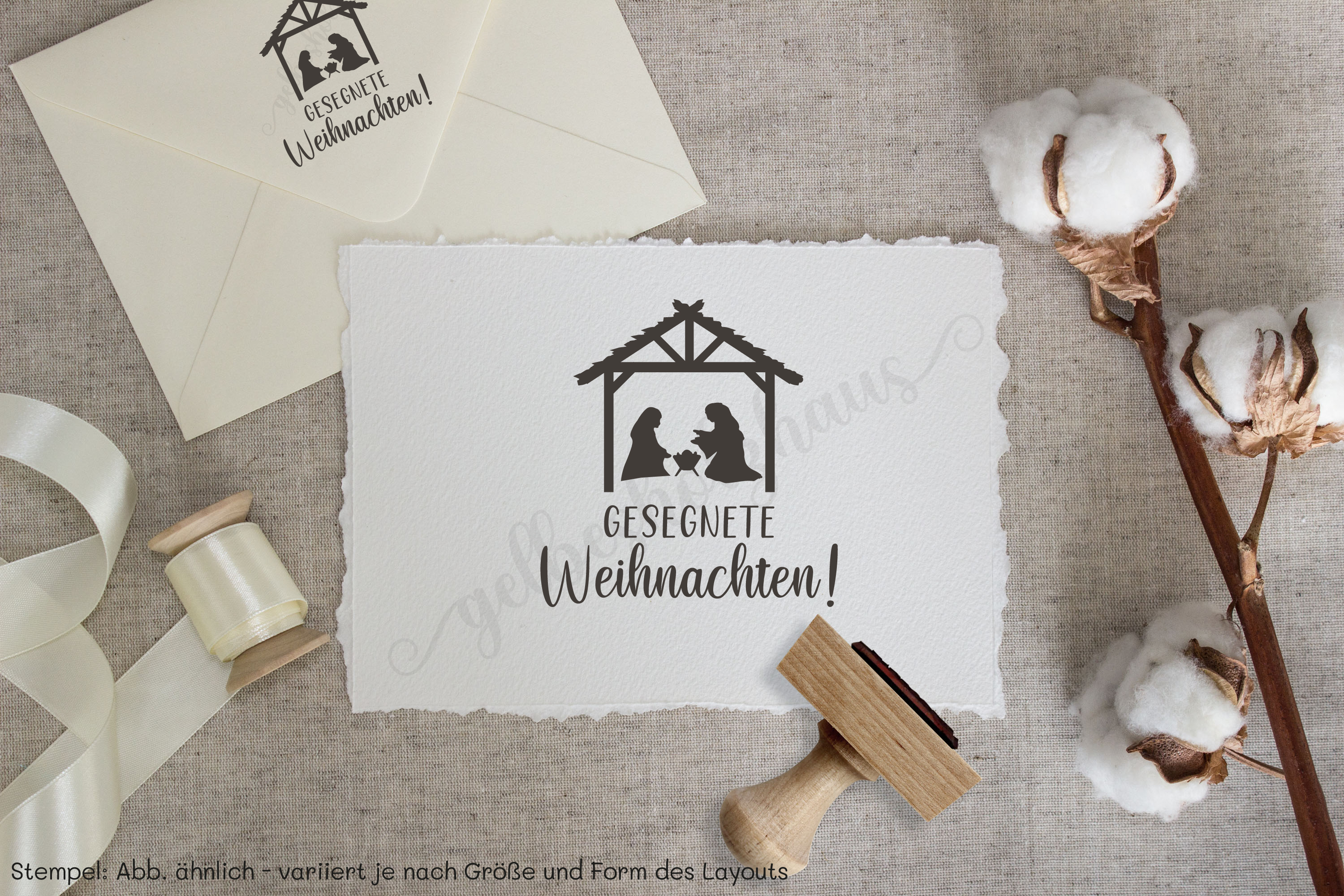 Weihnachts-STEMPEL mit Krippe "Gesegnete Weihnachten!"