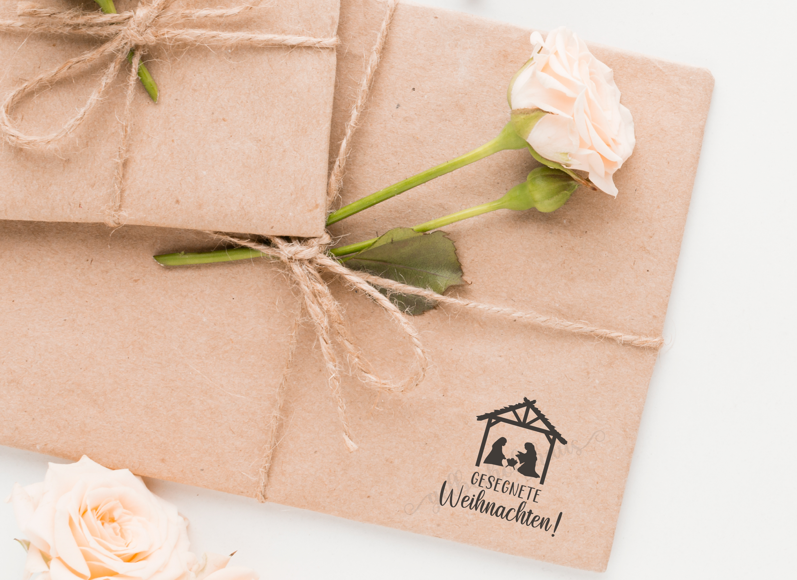 Weihnachts-STEMPEL mit Krippe "Gesegnete Weihnachten!"