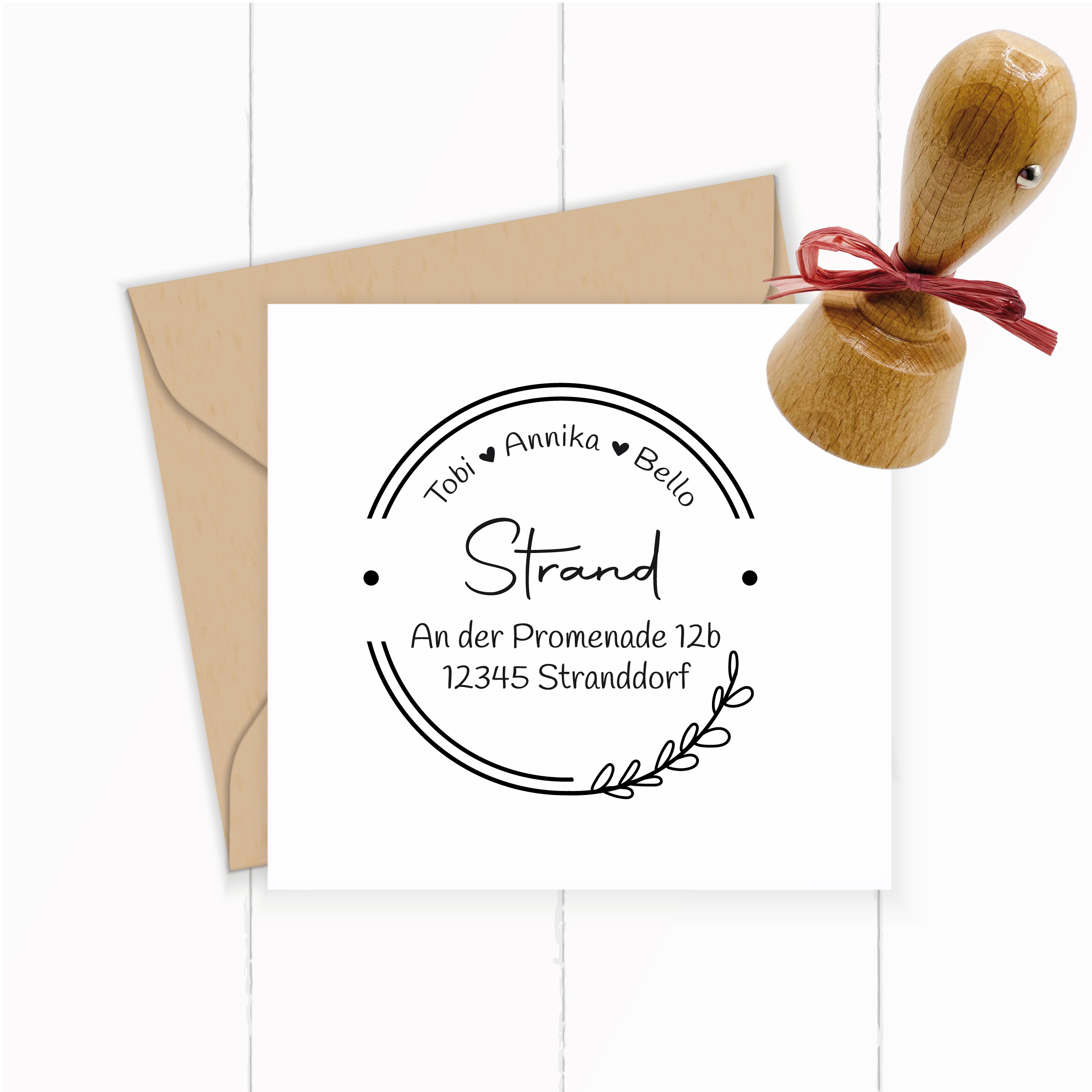 Personalisierter Adresstempel "Blätterzweig" | 4–10 cm