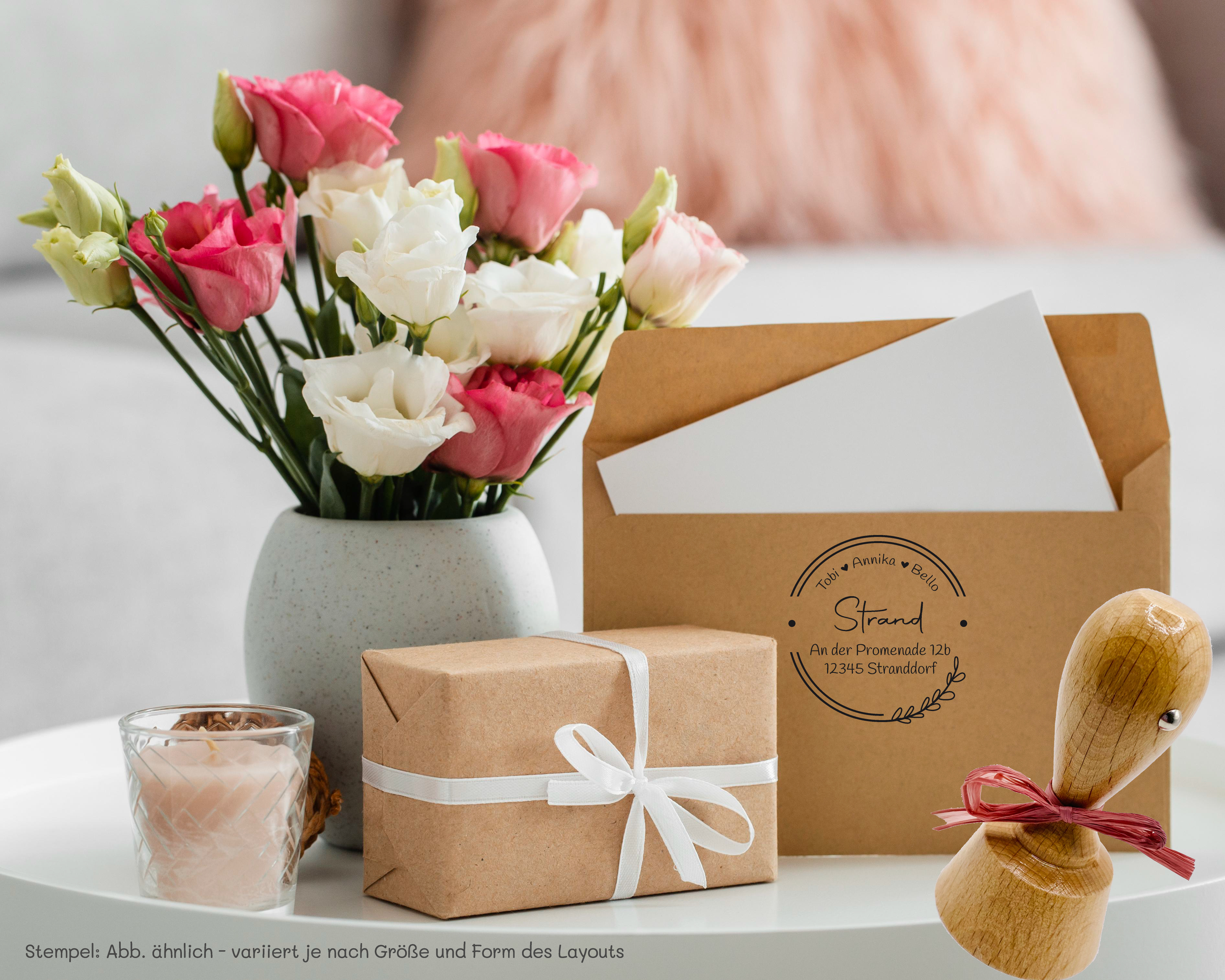 Personalisierter Adresstempel "Blätterzweig" | 4–10 cm