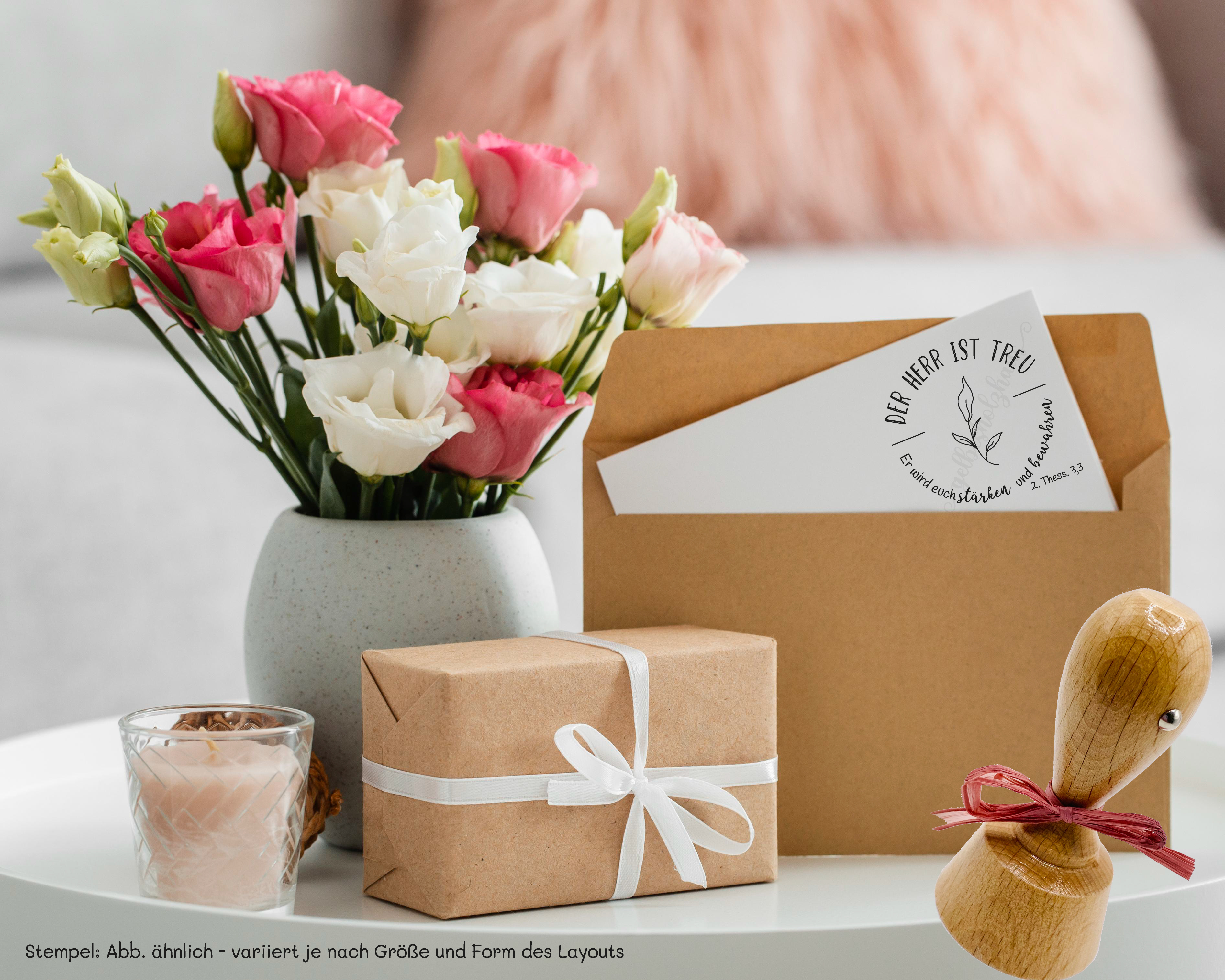 Floraler Bibelvers-STEMPEL "2. Thessalonicher 3,3 - Der Herr ist treu"