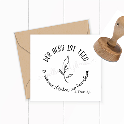 Floraler Bibelvers-STEMPEL "2. Thessalonicher 3,3 - Der Herr ist treu" - ST0058