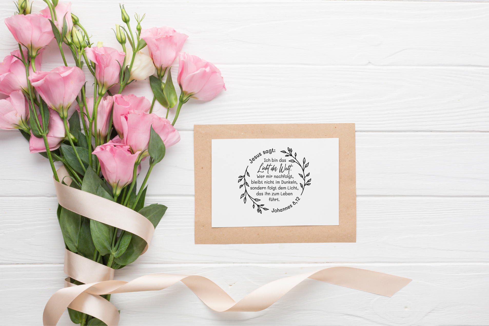 Floraler Bibelvers STEMPEL "Johannes 8,12 - Licht der Welt"