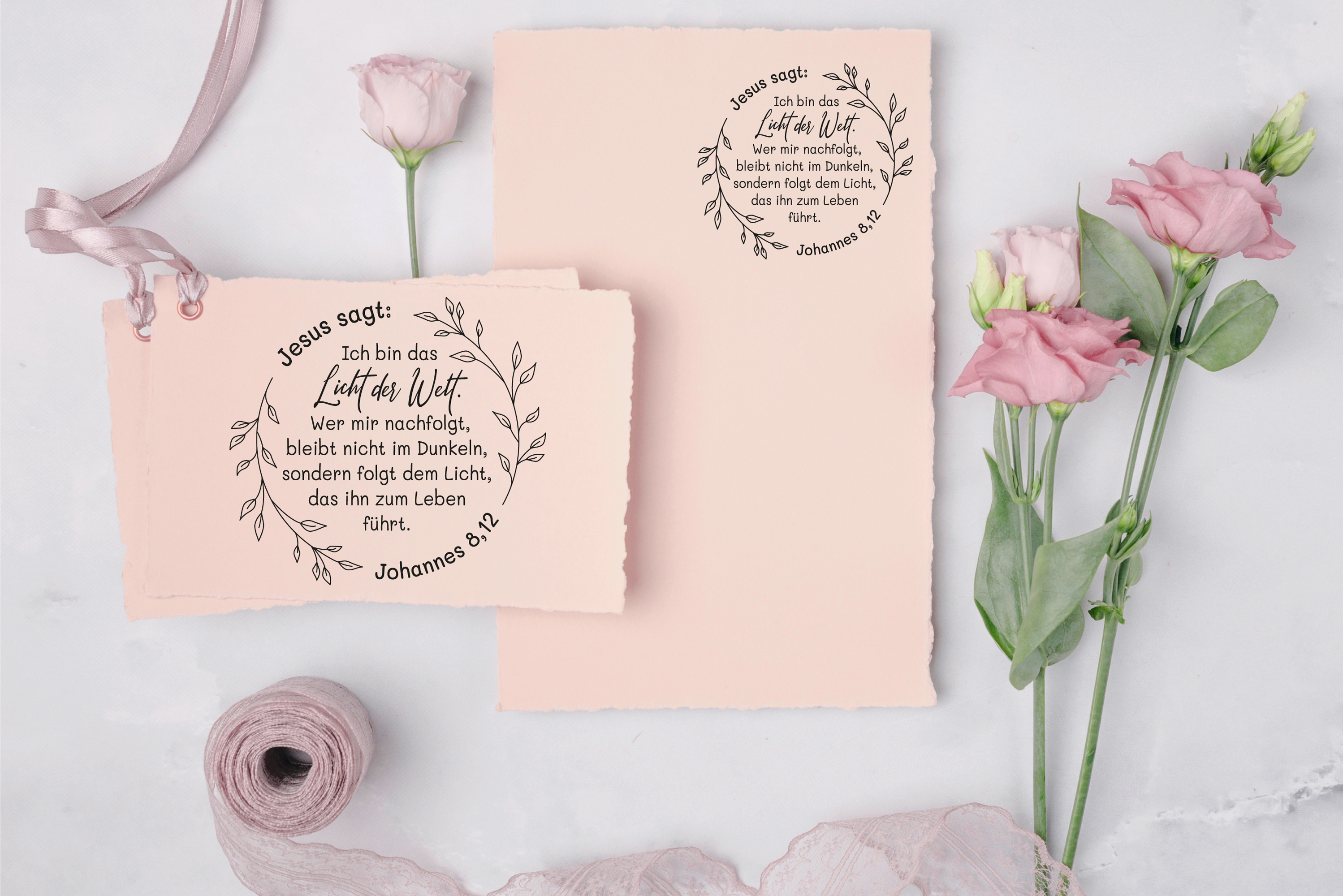 Floraler Bibelvers STEMPEL "Johannes 8,12 - Licht der Welt"