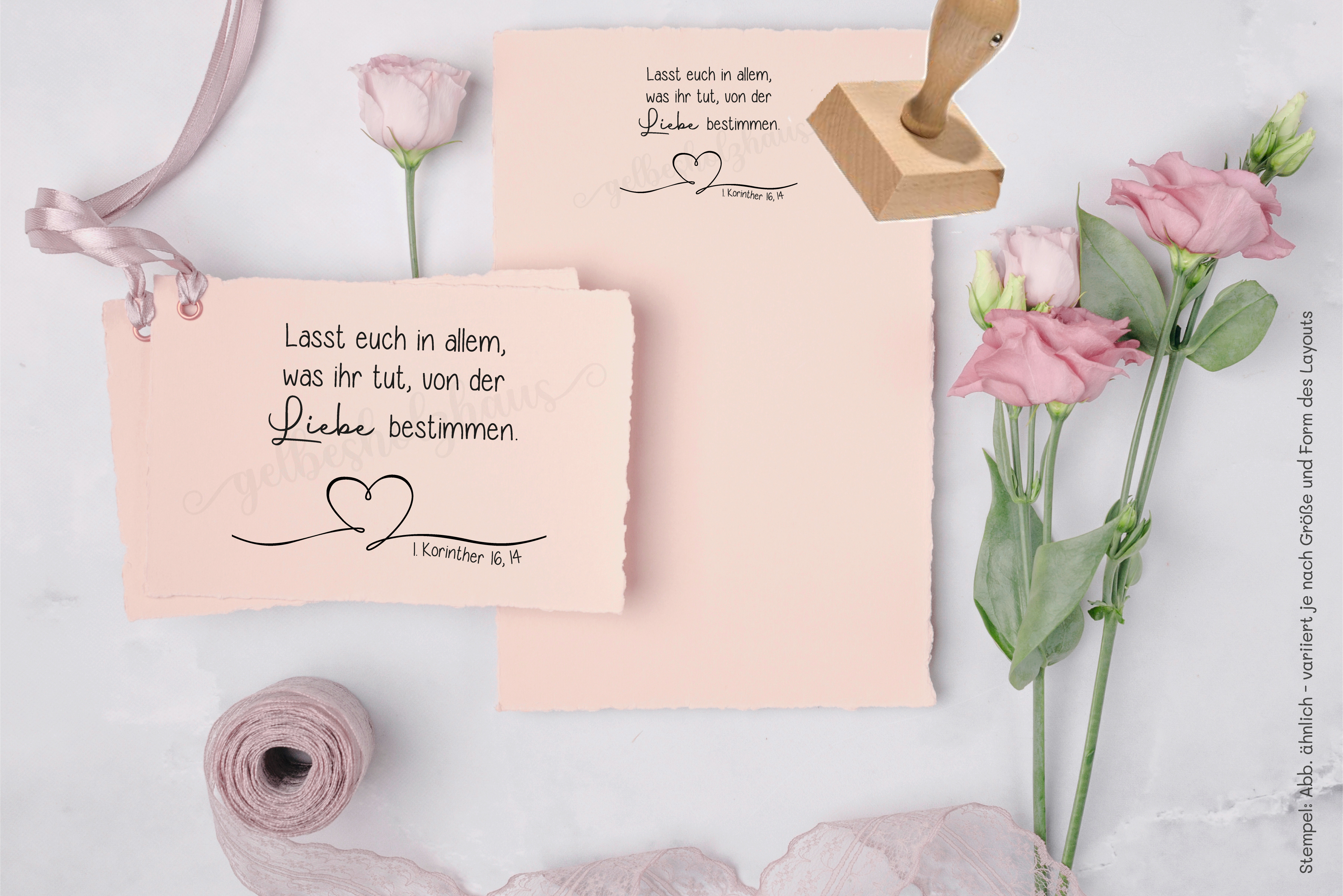 BibelversSTEMPEL "1. Korinther 16, 14 - lasst euch von der Liebe bestimmen"