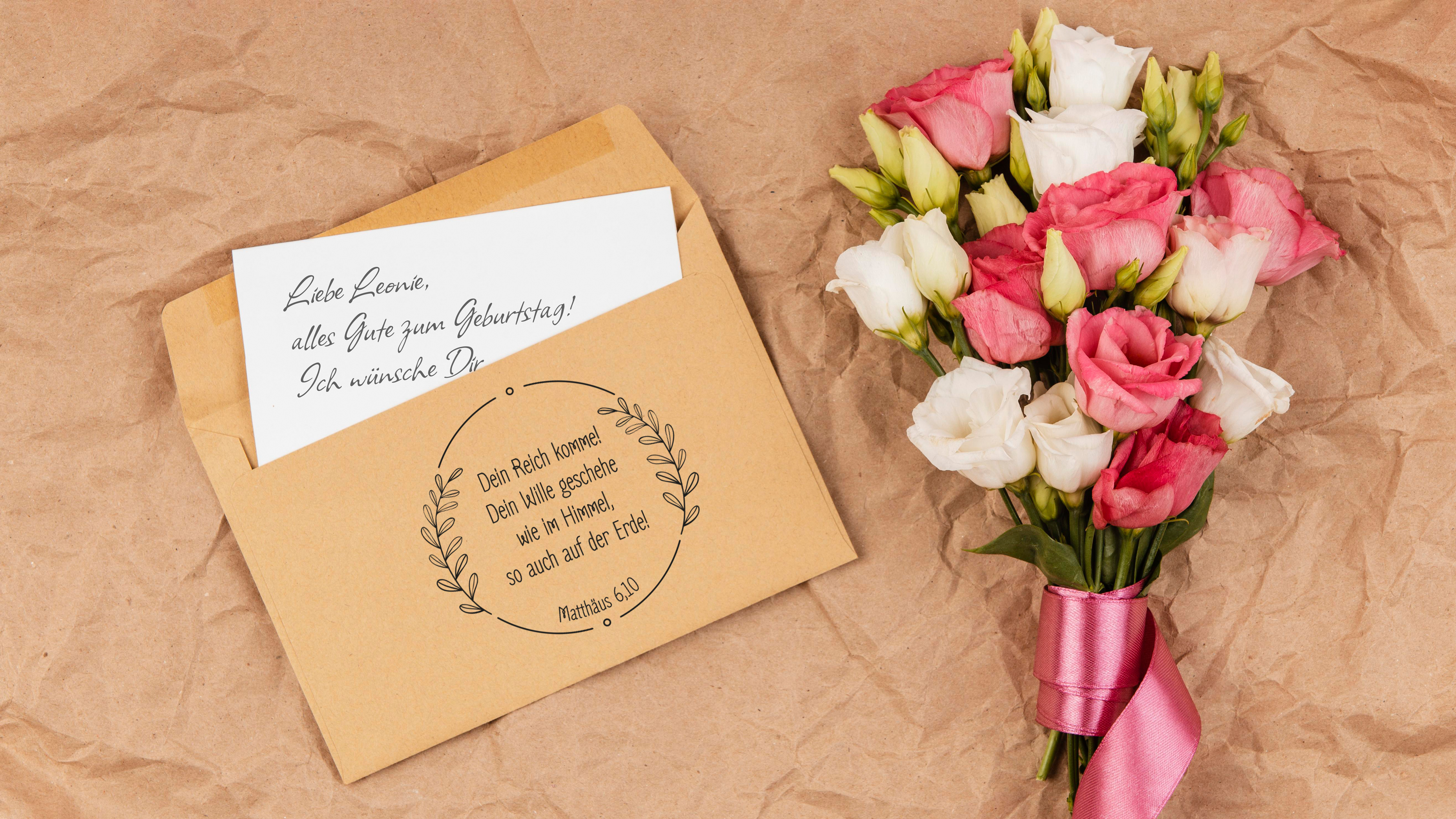 Floraler Bibelvers STEMPEL "Matthäus 6, 10 Dein Reich komme!"