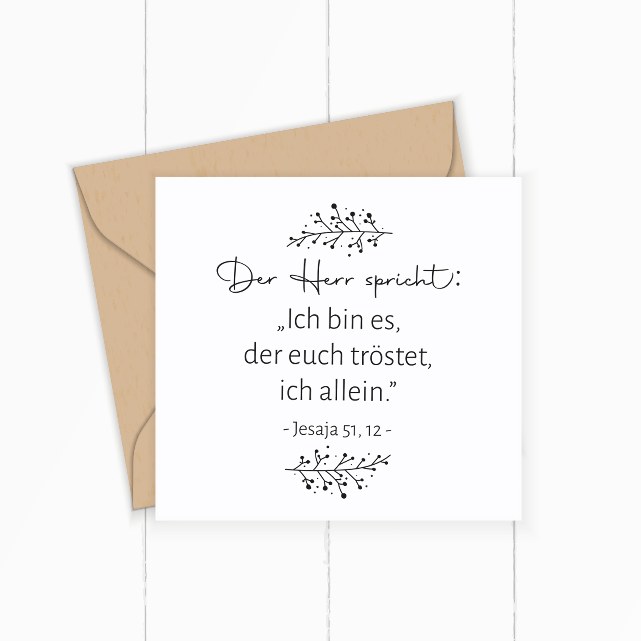 Floraler BibelversSTEMPEL "Jesaja 51, 12 - Ich bin es, der euch tröstet"