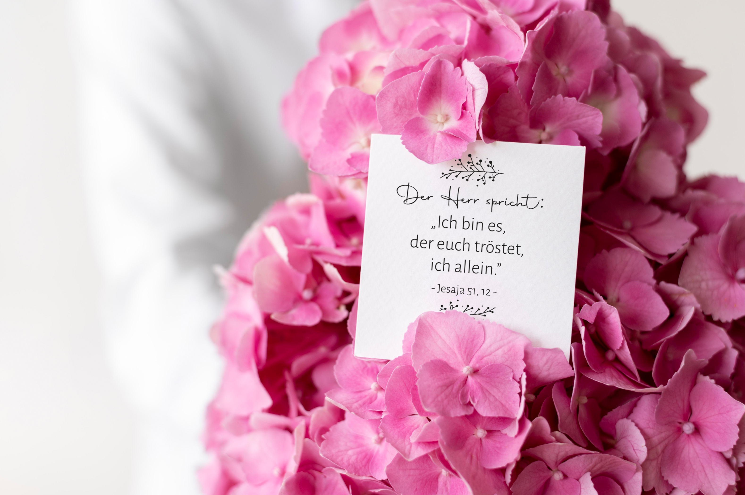 Floraler BibelversSTEMPEL "Jesaja 51, 12 - Ich bin es, der euch tröstet"