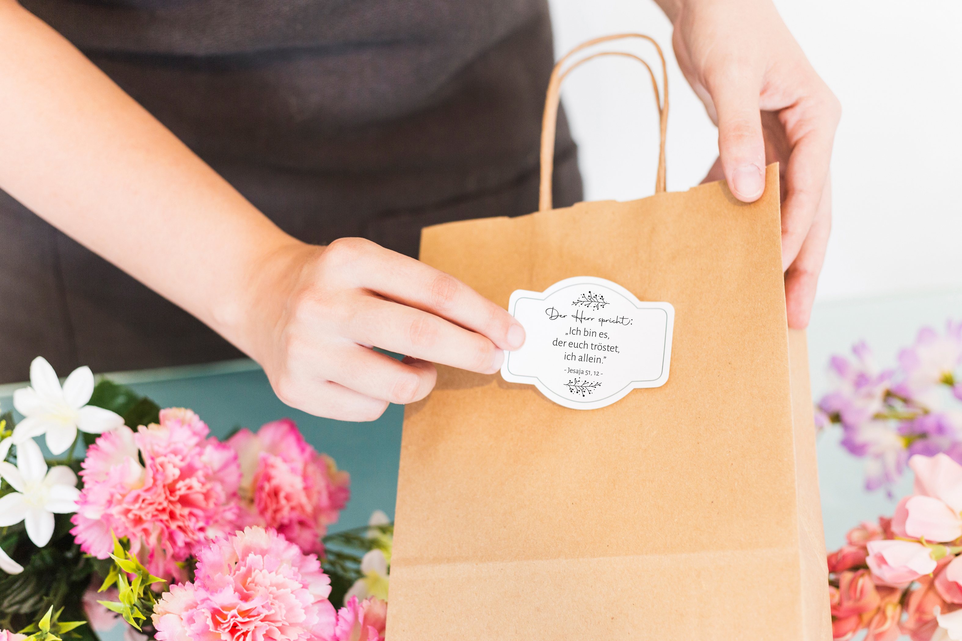 Floraler BibelversSTEMPEL "Jesaja 51, 12 - Ich bin es, der euch tröstet"