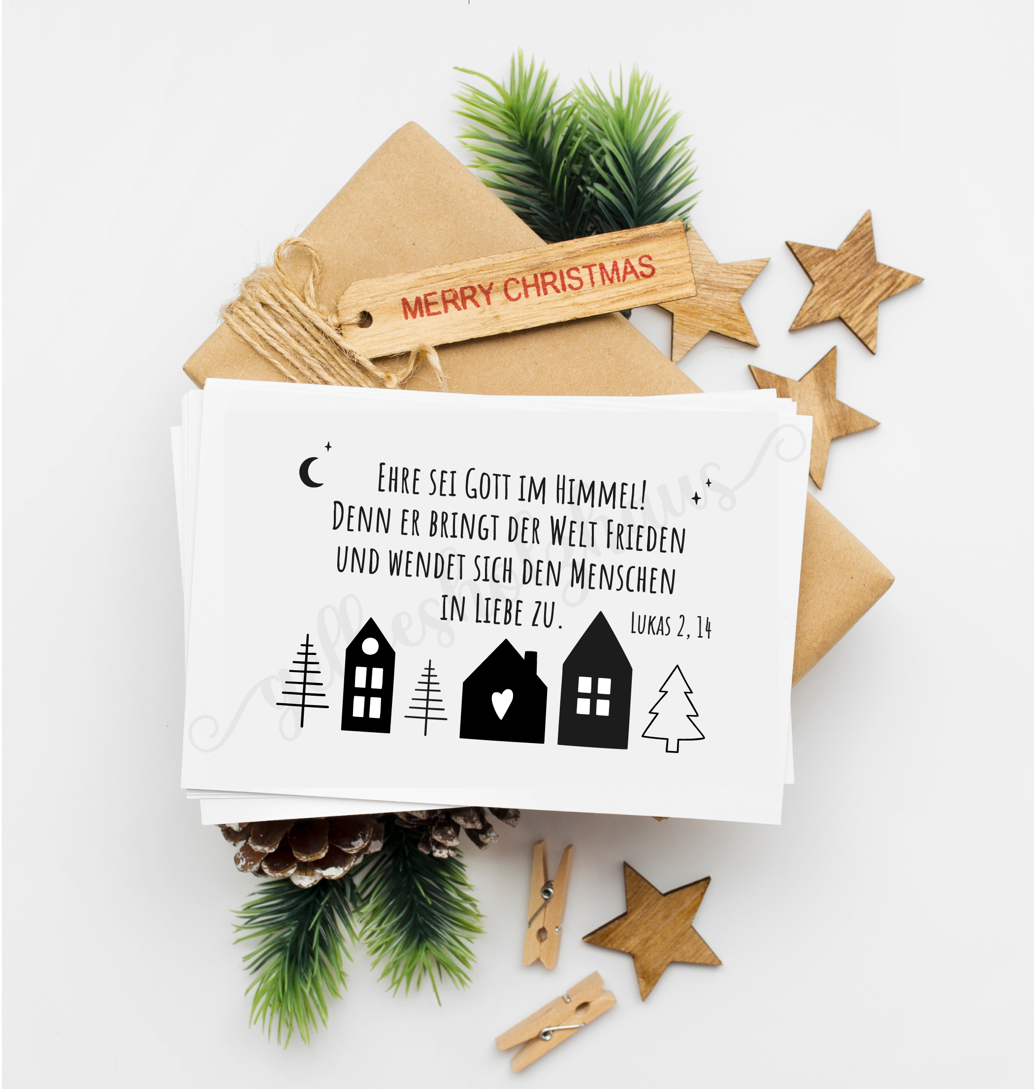 Weihnachts STEMPEL "Ehre sei Gott im Himmel! Lukas 2, 14"