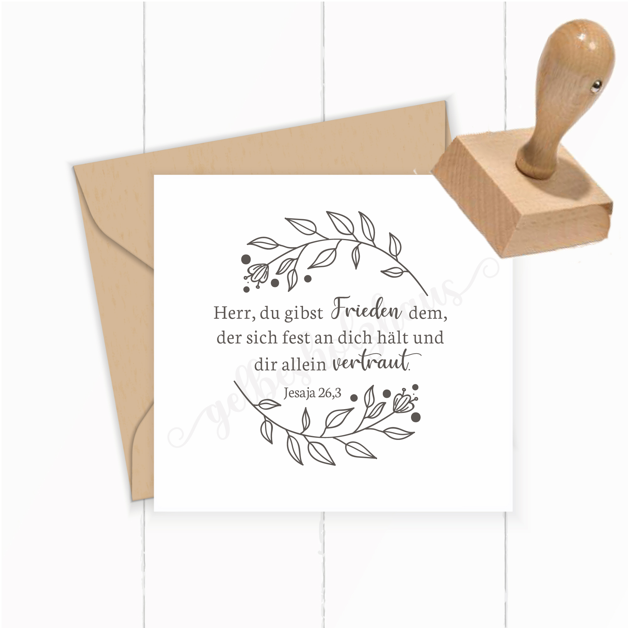 Floraler Bibelvers STEMPEL "Jesaja 26.3 - Herr, du gibst Frieden"