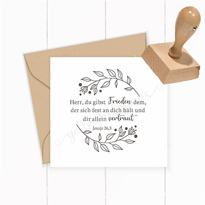 Floraler Bibelvers STEMPEL "Jesaja 26.3 - Herr, du gibst Frieden" - ST0081