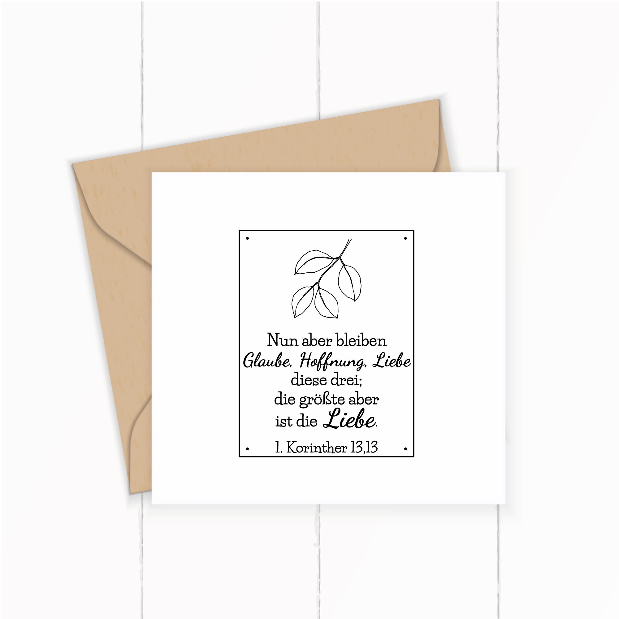 Florale Bibelvers-STEMPEL "1. Korinther 13,13 - Glaube, Hoffnung, Liebe"