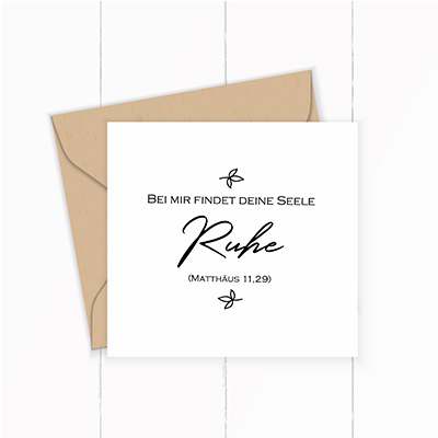 Floraler Bibelvers-STEMPEL "Matthäus 11,29 - Bei mir findert deine Seele Ruhe"
