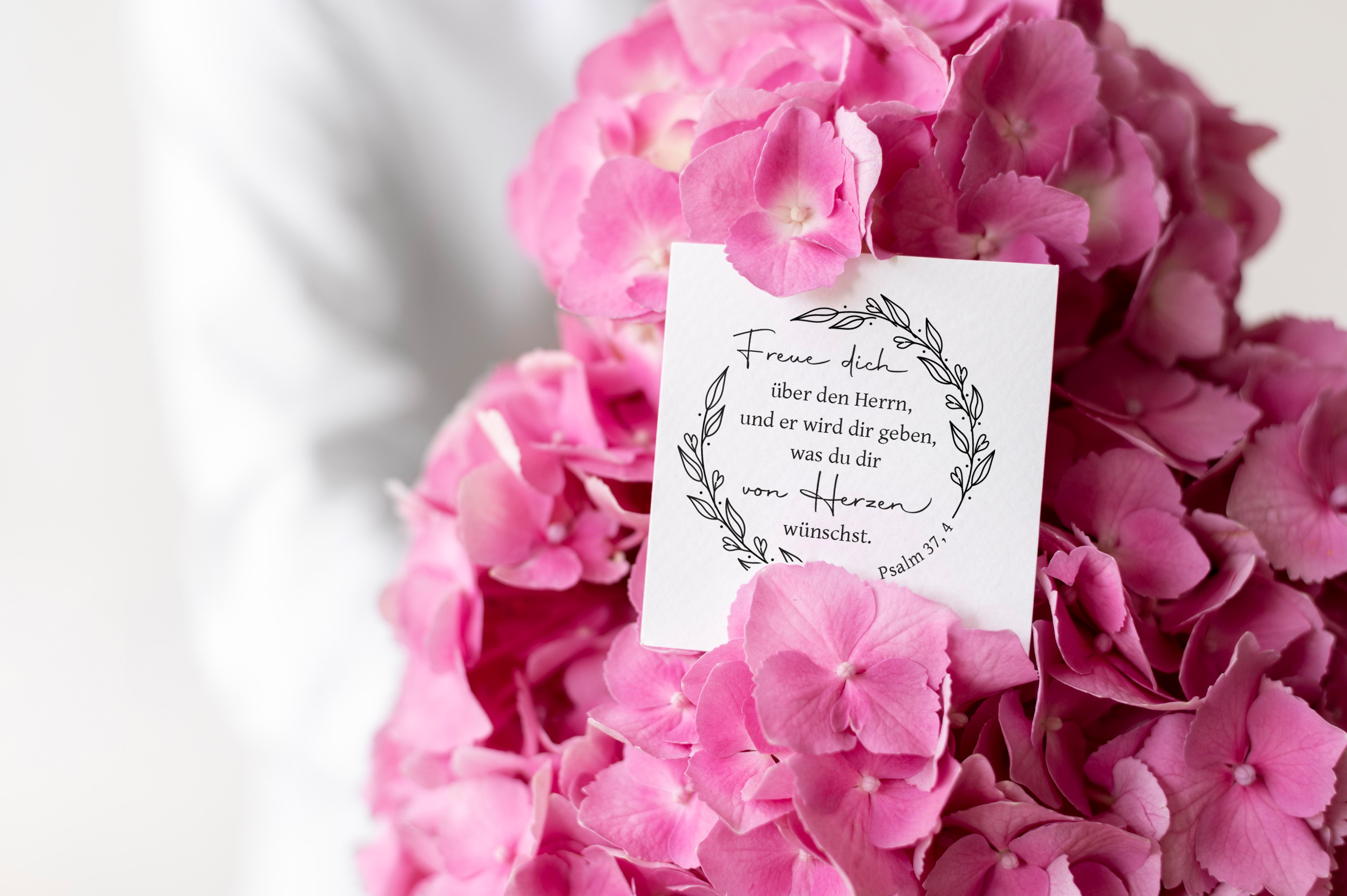 Floraler Bibelvers STEMPEL "Psalm 37, 4 - Freue dich über den Herrn"