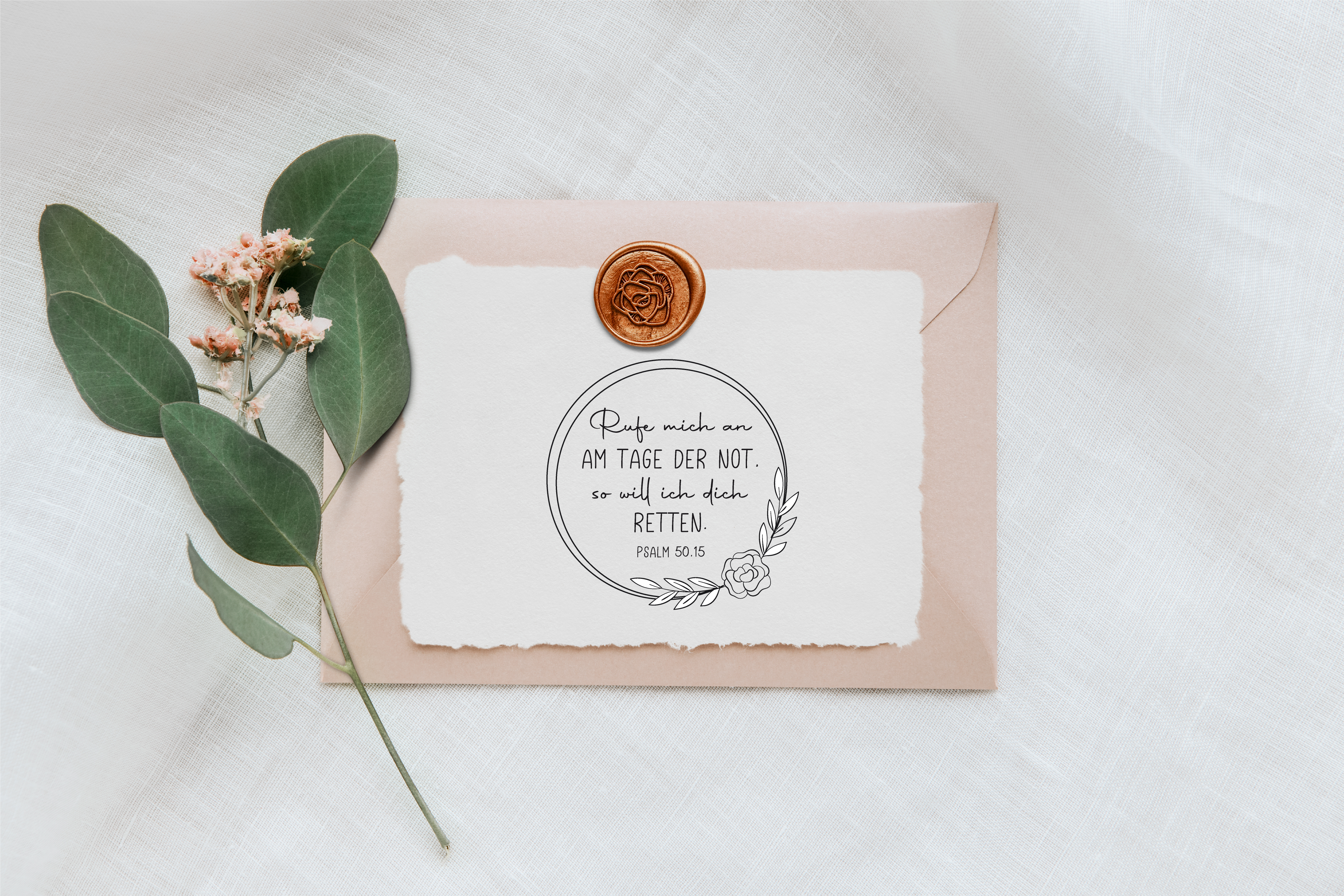 Bibelvers STEMPEL "Psalm 50, 15 - Rufe mich am an Tage der Not"