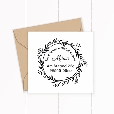 Personalisierter Adresstempel "Beerenzweige" | 4–10 cm - ST0100